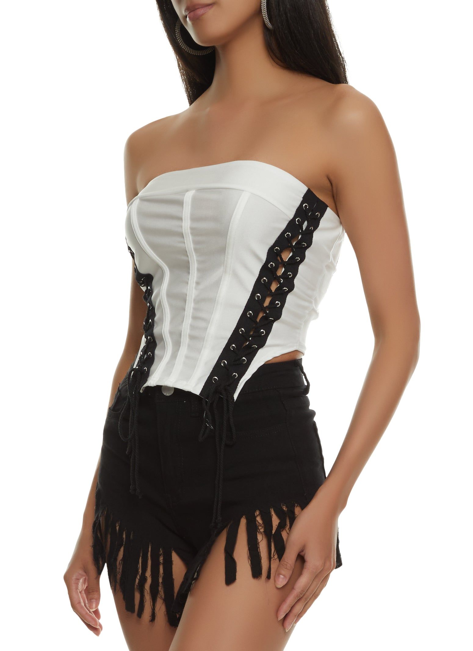 Lace Up Corset Tube Top sold by Rainbow
