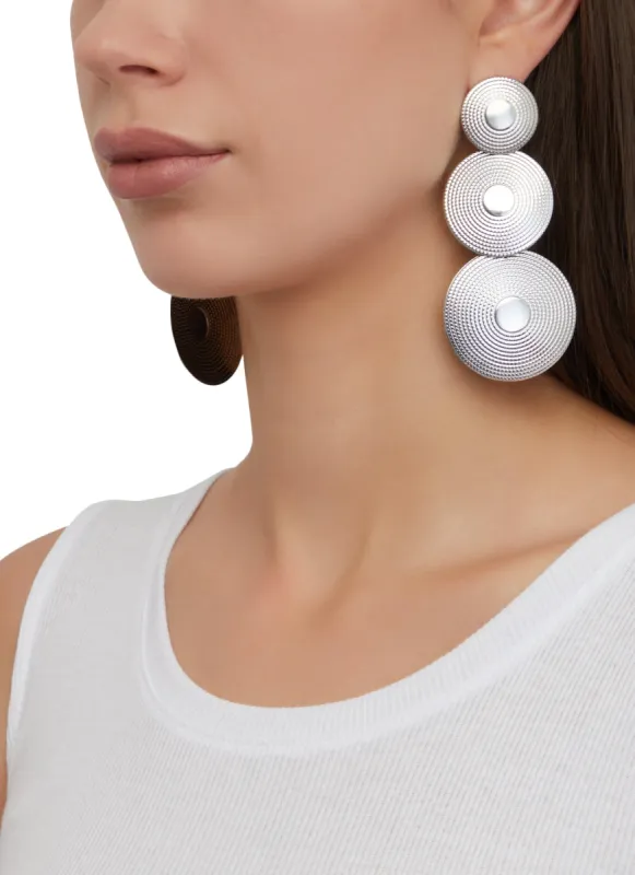 Metallic Disk Drop Earrings sold by Rainbow