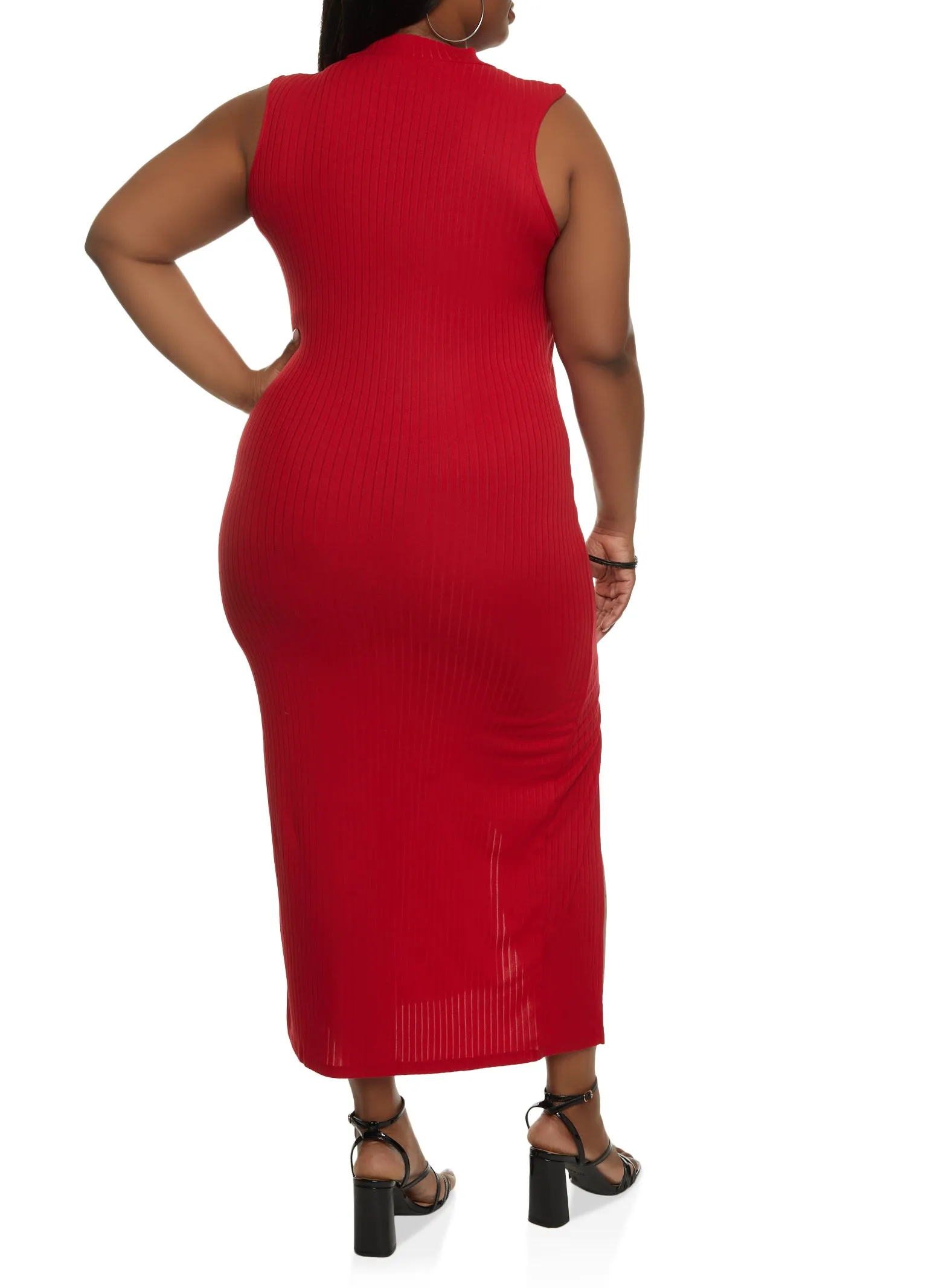 Plus Size Mock Neck Side Slit Tank Dress sold by Rainbow product image thumbnail 3