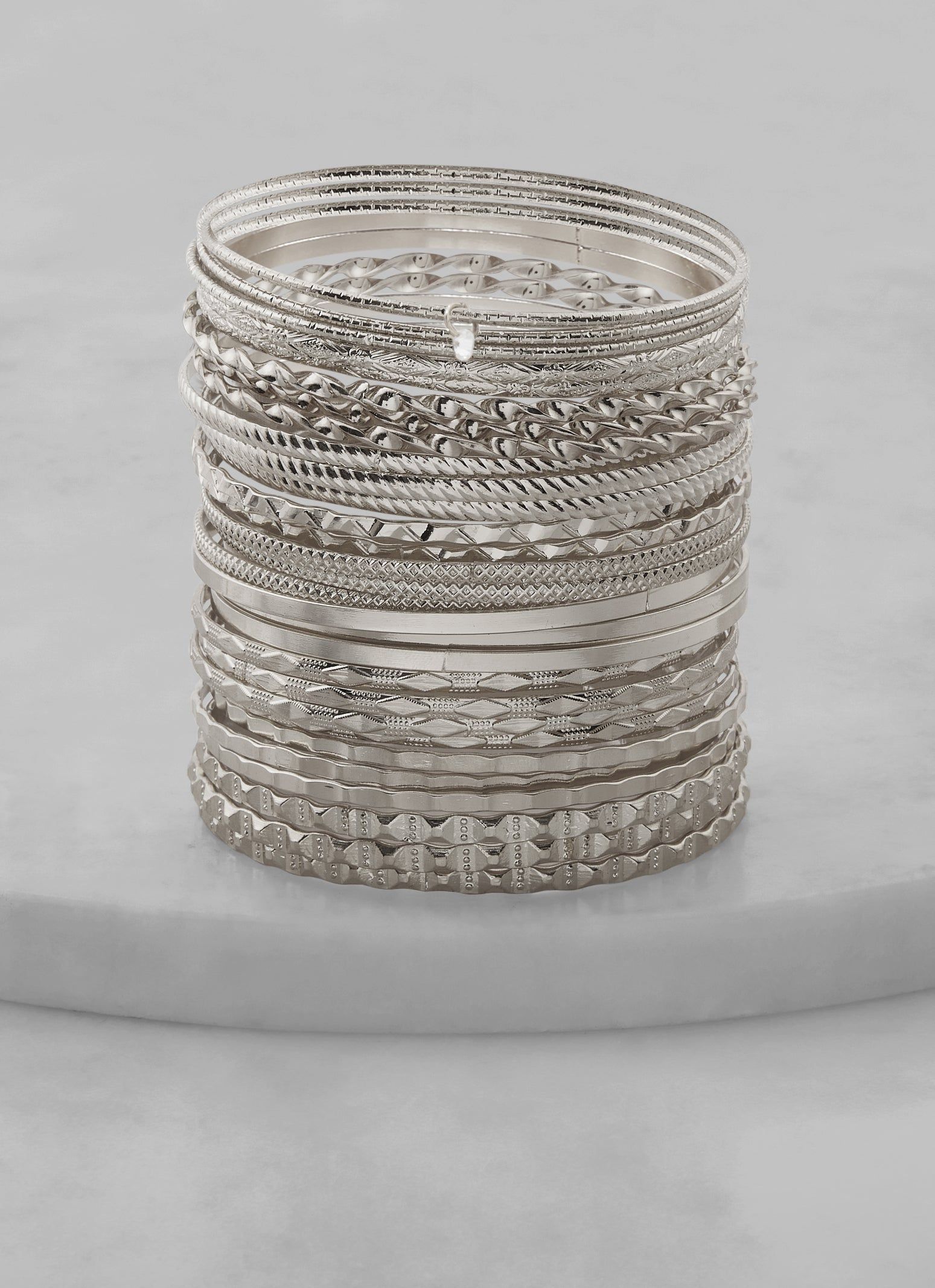 Plus Size Assorted Metallic Bangles Set of 30 sold by Rainbow