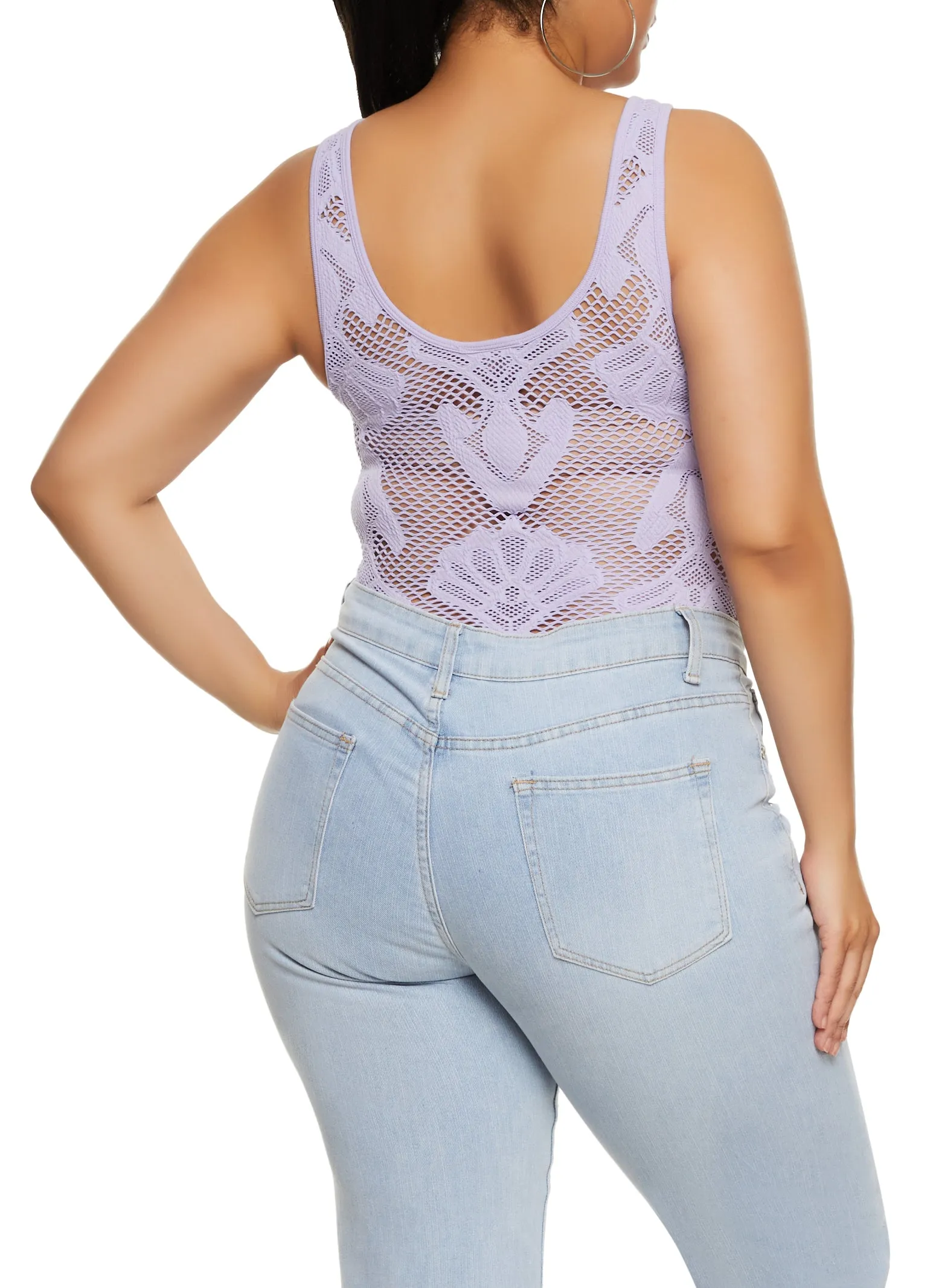 Plus Size Seamless Fishnet Patterned Bodysuit sold by Rainbow product image thumbnail 3