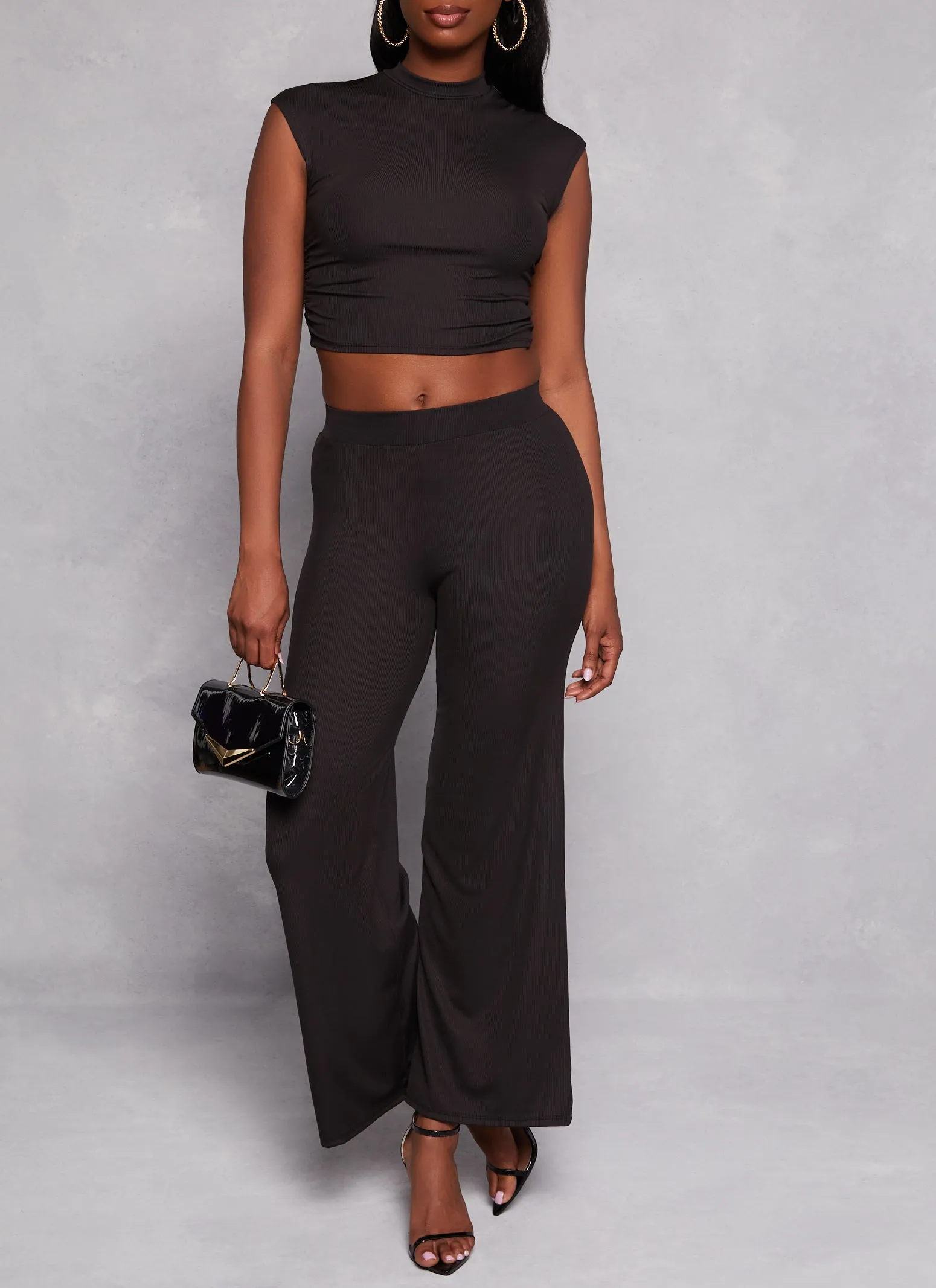 Ruched Mock Neck Cap Sleeve Top sold by Rainbow product image thumbnail 2