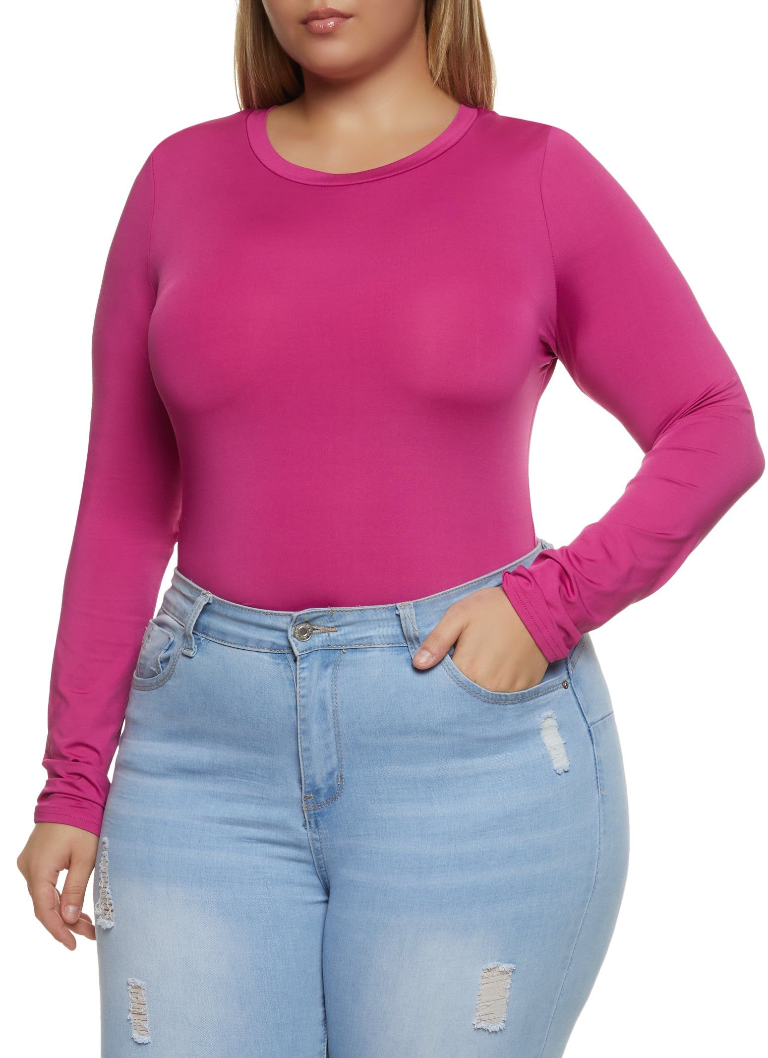 Plus Size Crew Neck Long Sleeve Bodysuit sold by Rainbow product image thumbnail 2