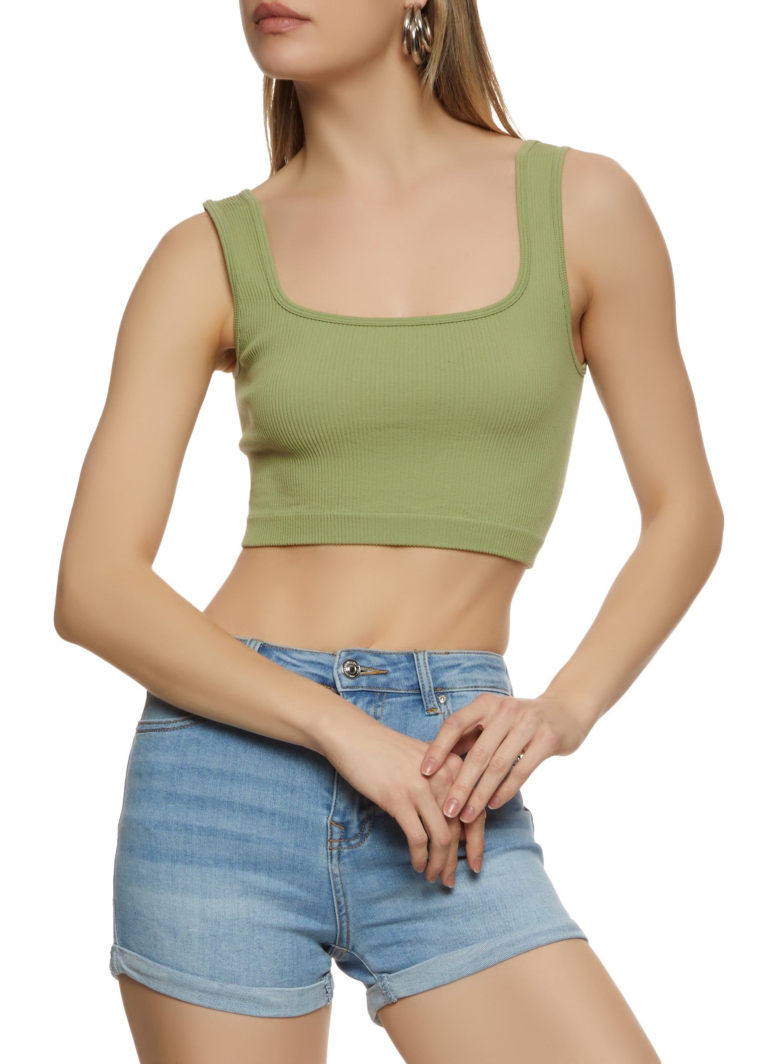 Seamless Rib Knit Crop Top sold by Rainbow