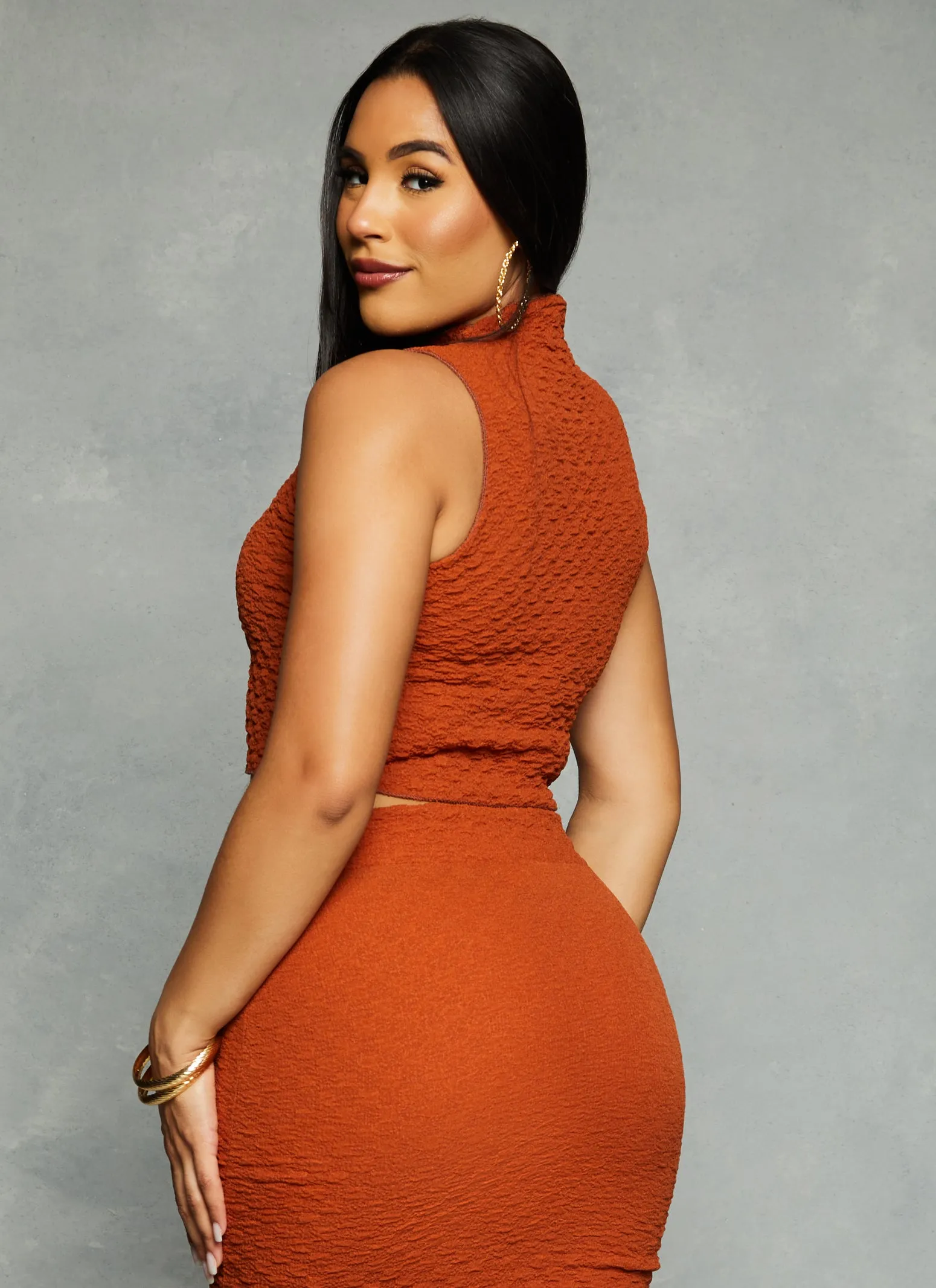 Textured Knit Mock Neck Tank Top sold by Rainbow product image thumbnail 3