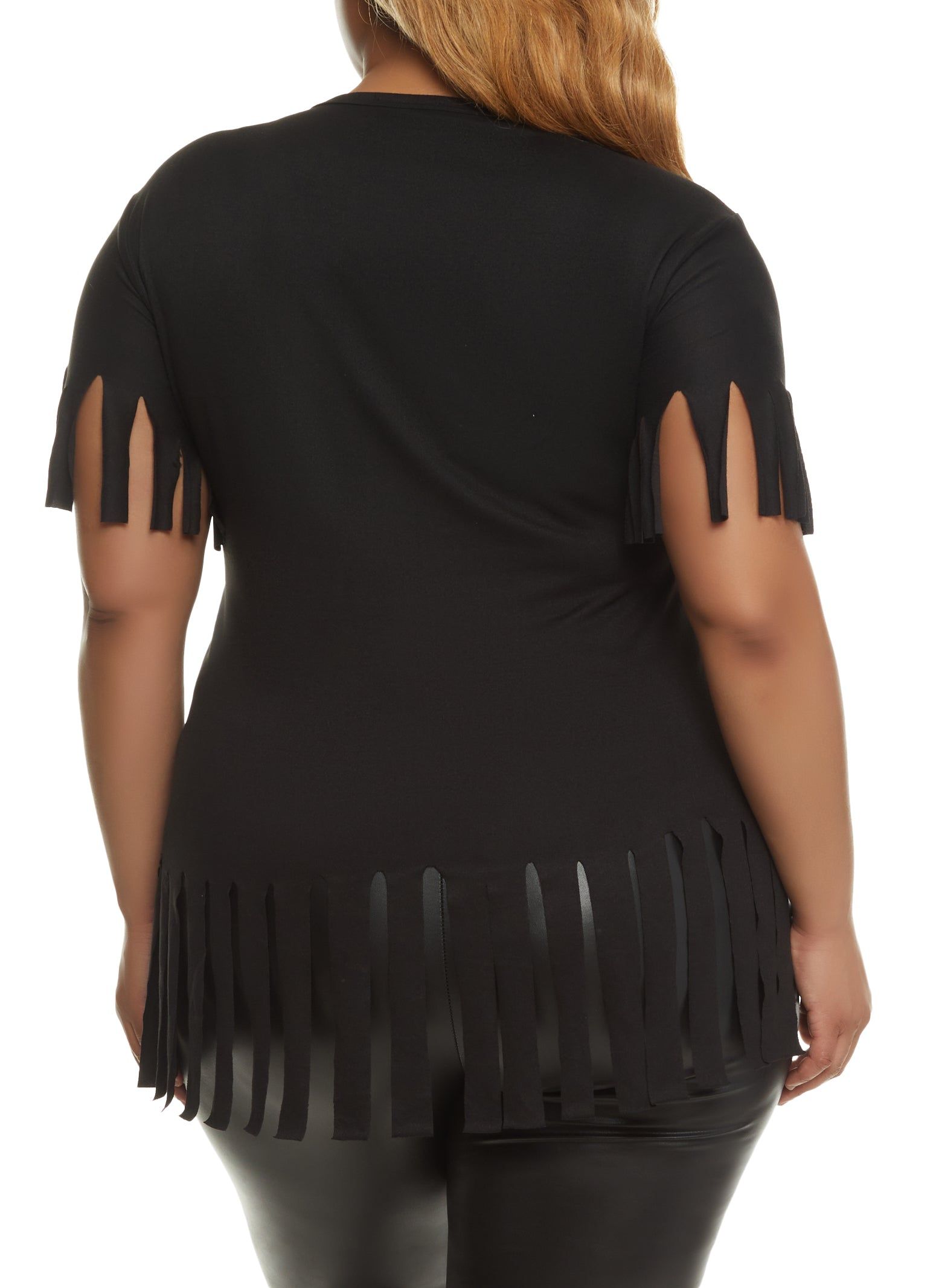 Plus Size Short Sleeve Fringe Hem T Shirt sold by Rainbow product image thumbnail 2