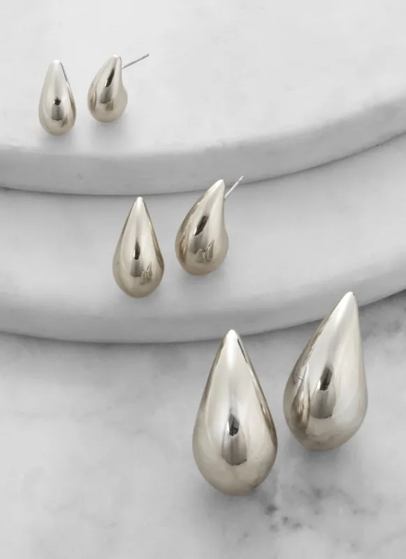 Metallic Teardrop Earring Trio sold by Rainbow
