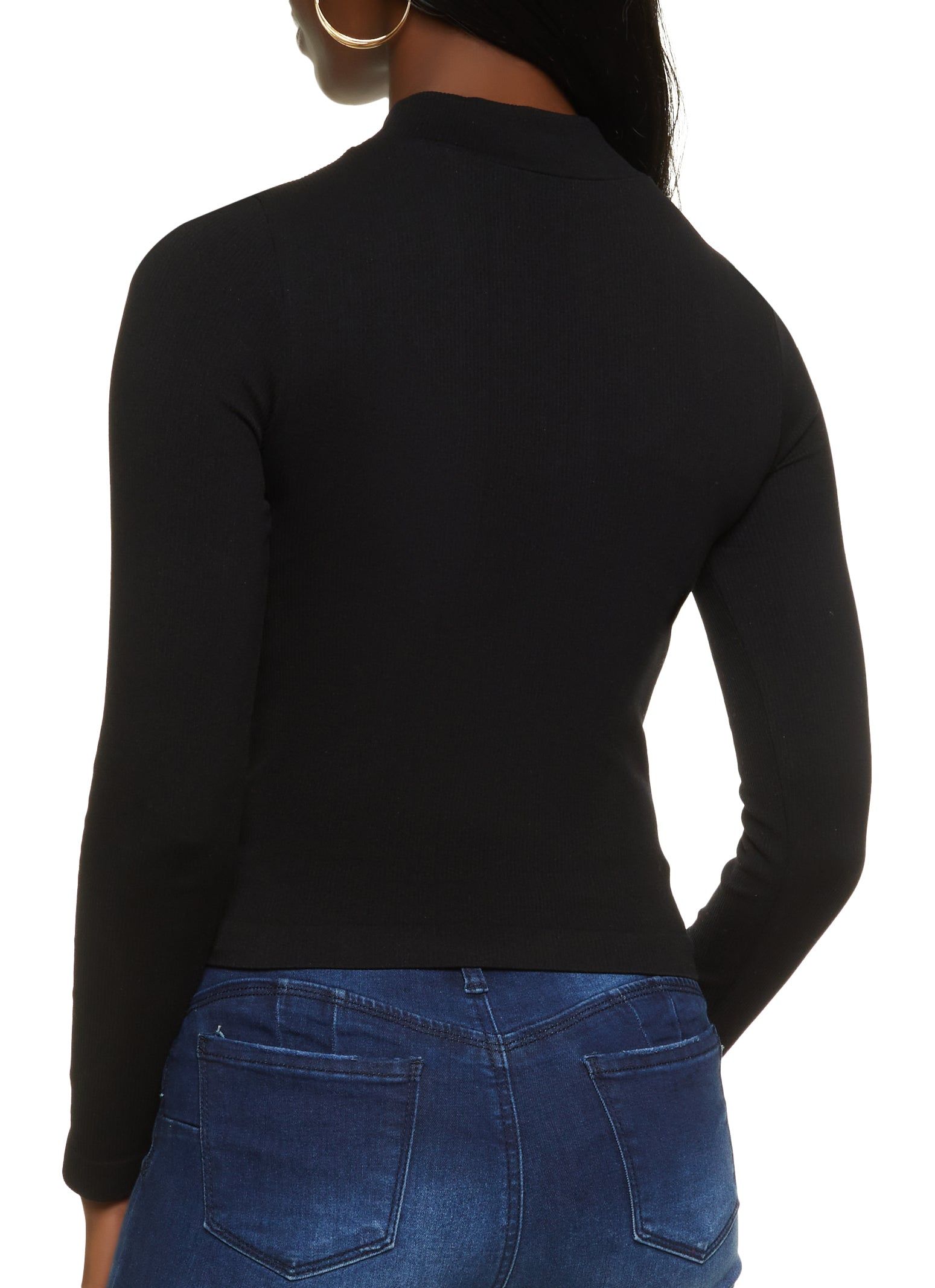 Ribbed Knit Seamless Mock Neck Long Sleeve Top sold by Rainbow product image thumbnail 5