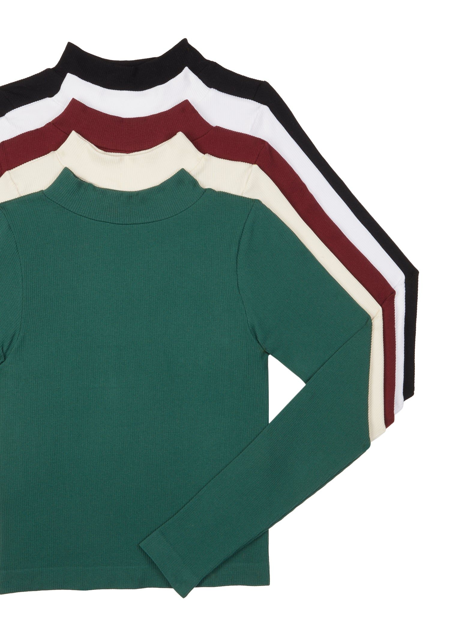 Ribbed Knit Seamless Mock Neck Long Sleeve Top sold by Rainbow product image thumbnail 2