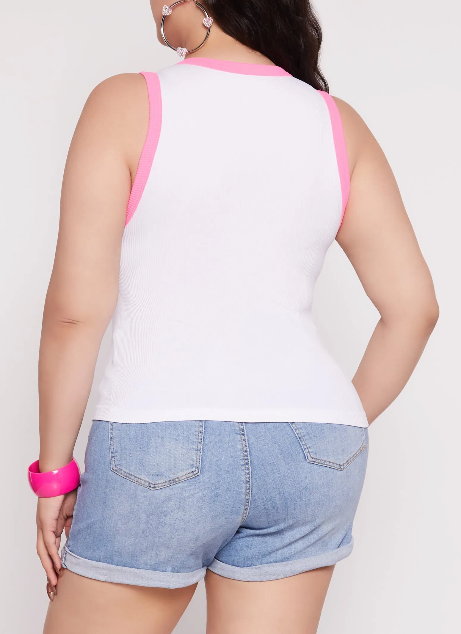 Plus Size Seamless Ribbed Contrast Trim Tank Top sold by Rainbow product image thumbnail 3