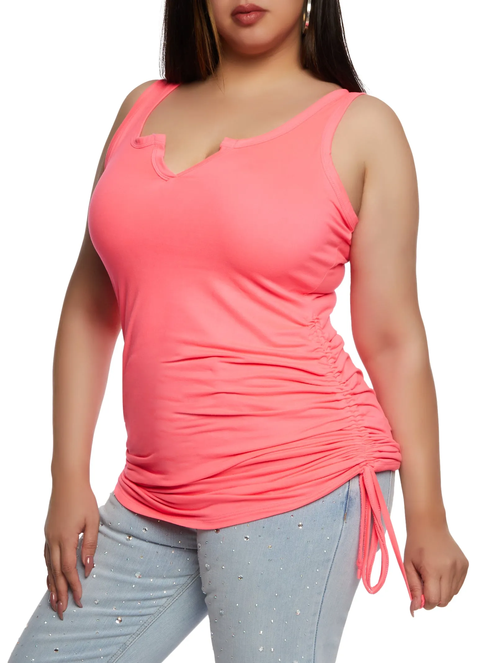 Plus Size Split V Neck Tank Dress sold by Rainbow product image thumbnail 2