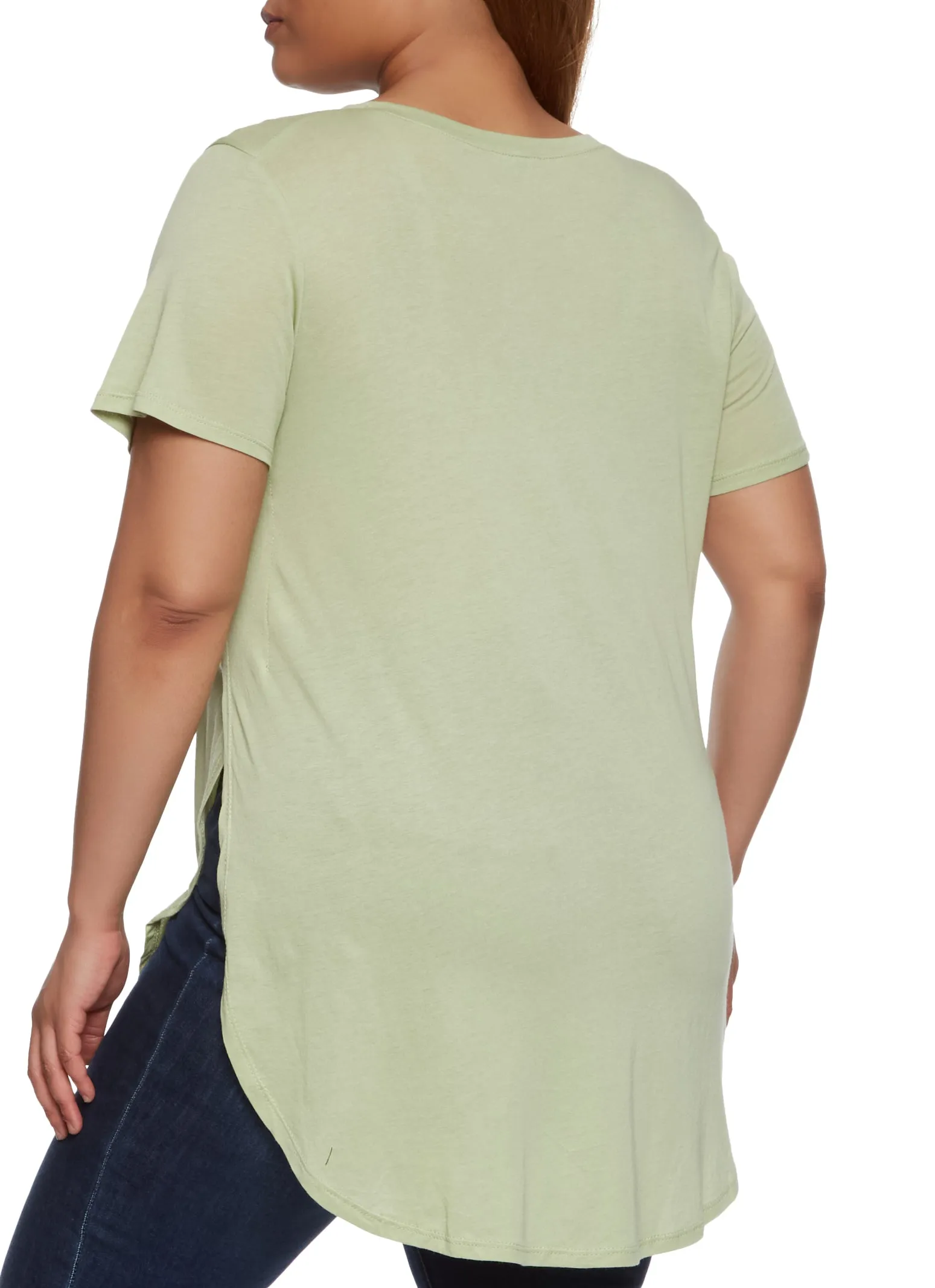 Plus Size Basic Split Hem Tee sold by Rainbow product image thumbnail 2
