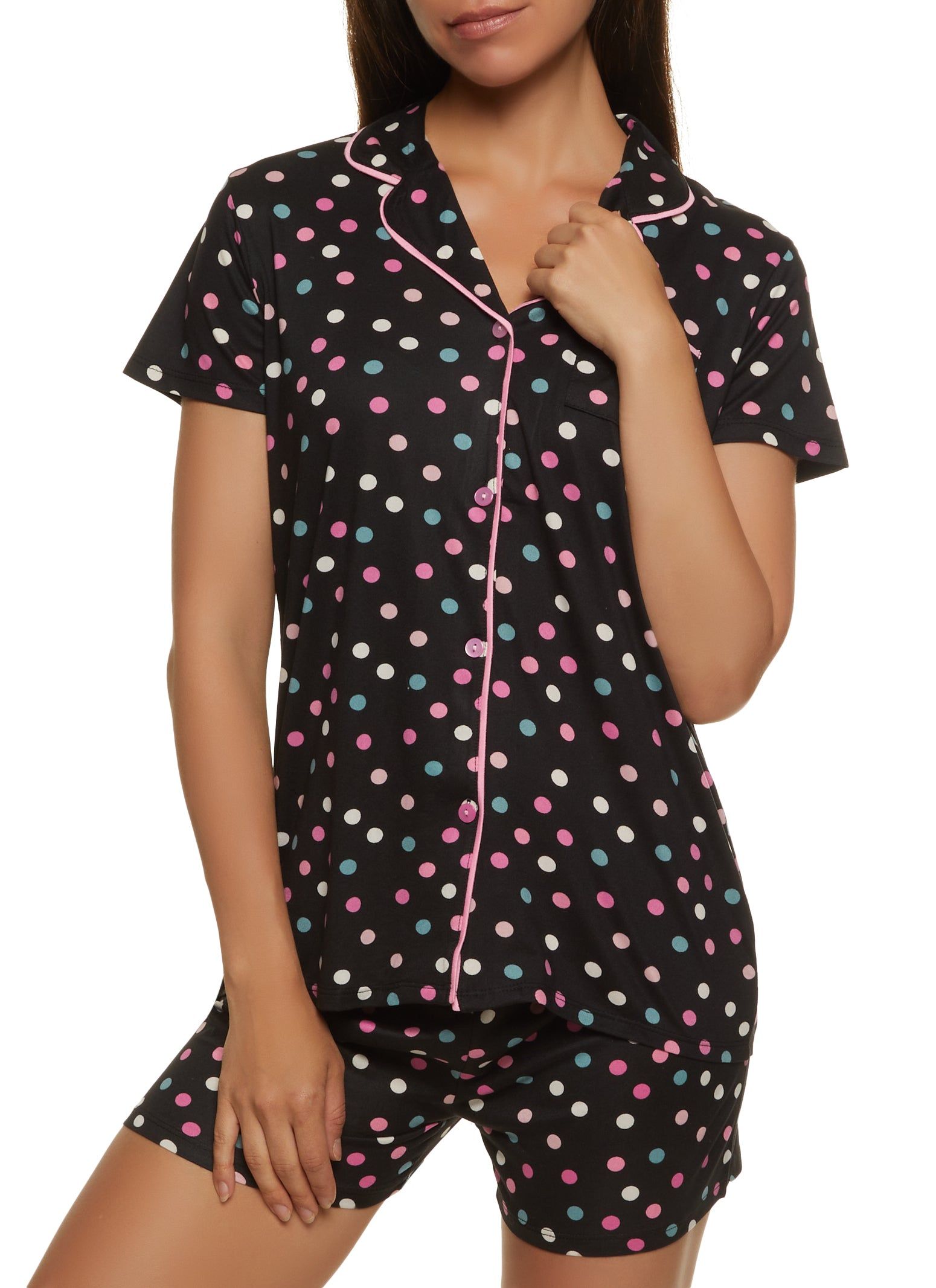 Polka Dot Print Pajama Shirt and Shorts sold by Rainbow