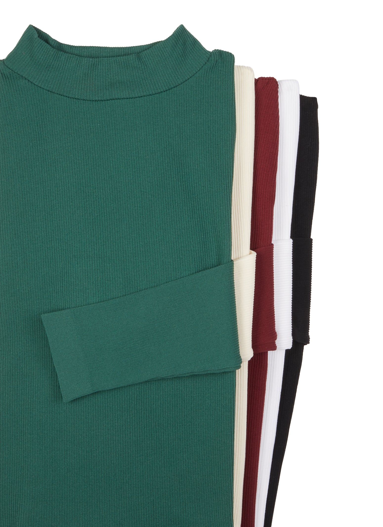 Ribbed Knit Seamless Mock Neck Long Sleeve Top sold by Rainbow