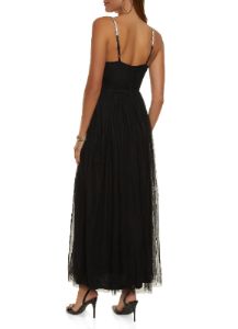 Rhinestone Strap Tulle Maxi Dress sold by Rainbow