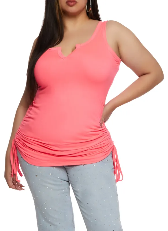 Plus Size Split V Neck Tank Dress sold by Rainbow