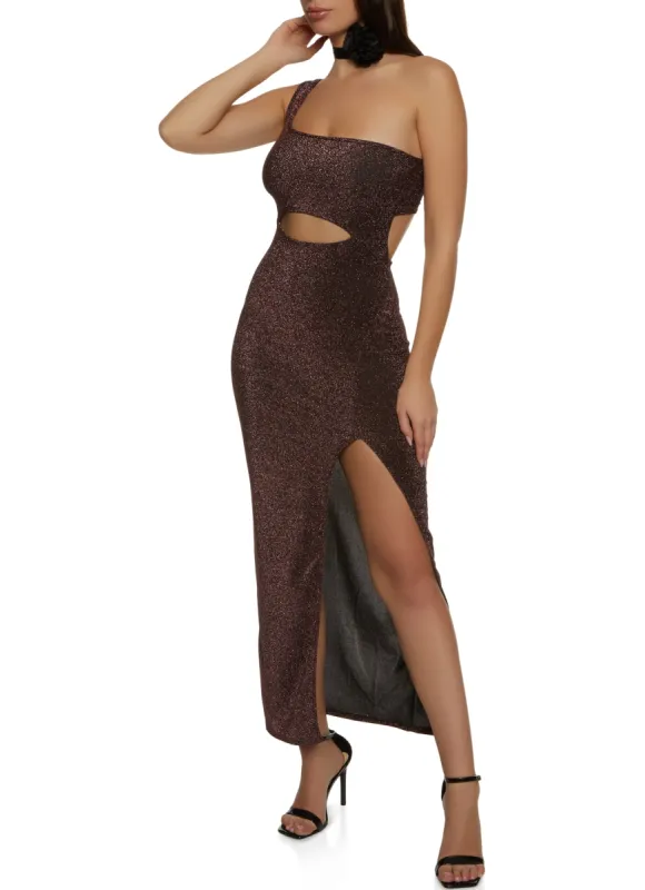 Lurex One Shoulder Cut Out Maxi Dress sold by Rainbow