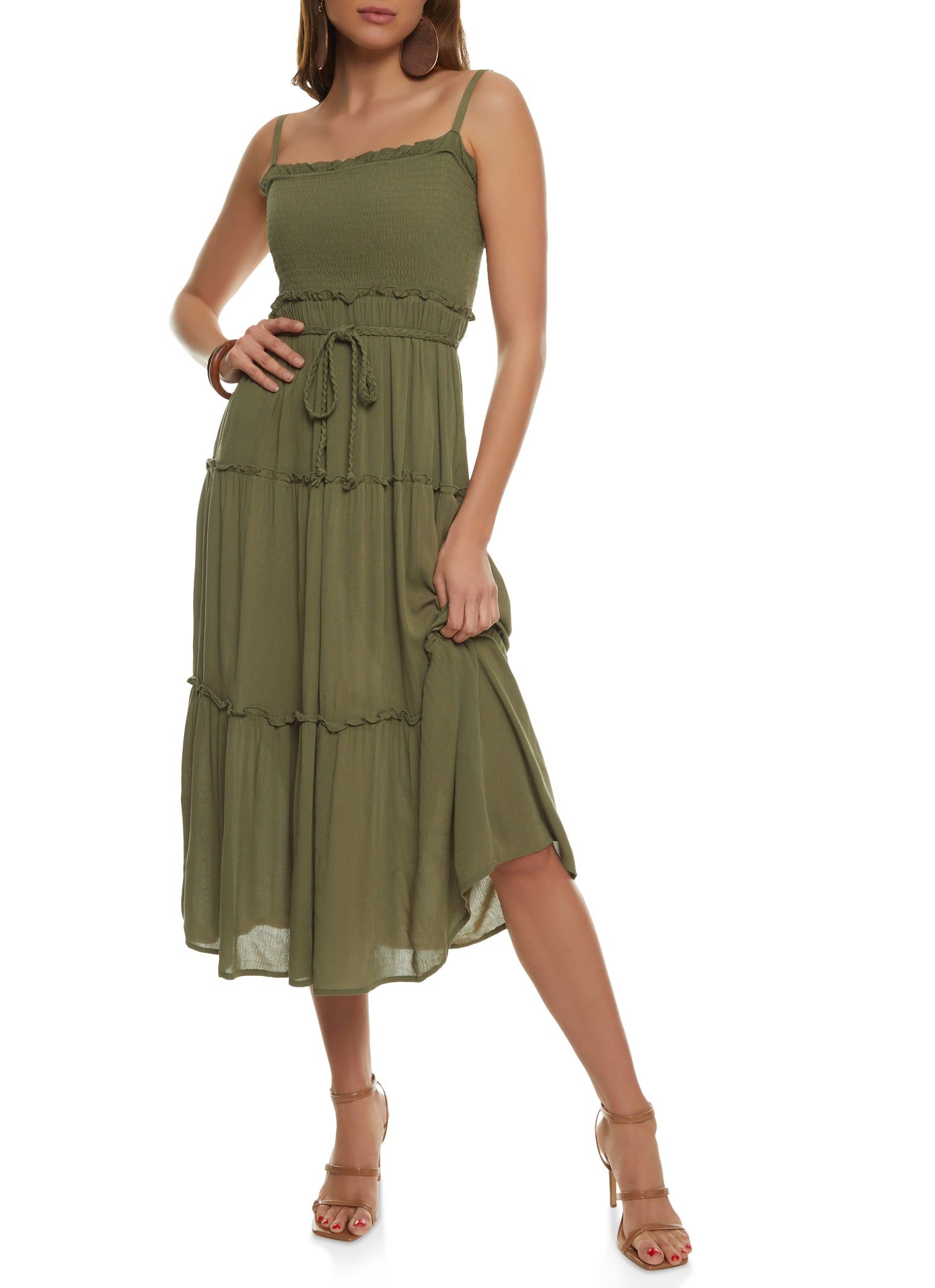 Tiered Braided Belt Cami Dress sold by Rainbow