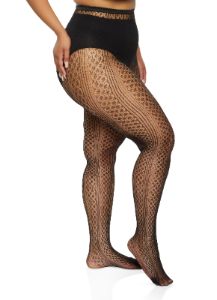 Plus Size Patterned Fishnet Tights sold by Rainbow