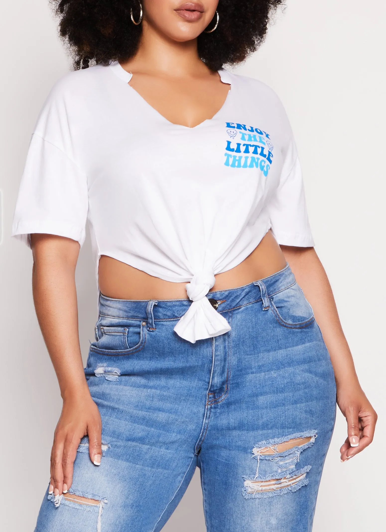 Plus Size Enjoy The Little Things Notch Neck Tee sold by Rainbow