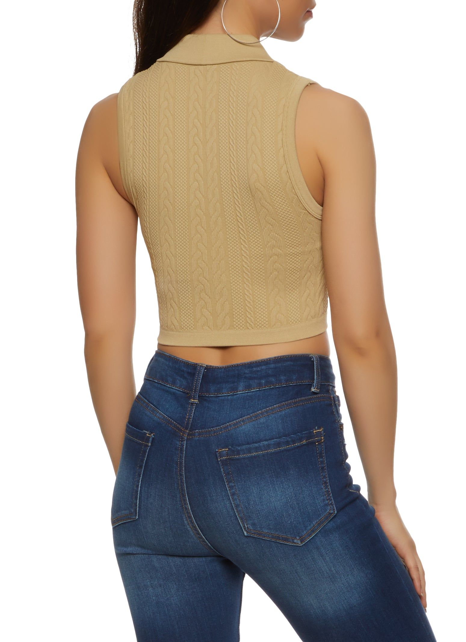 Seamless Sleeveless Johnny Collar Crop Top sold by Rainbow product image thumbnail 2