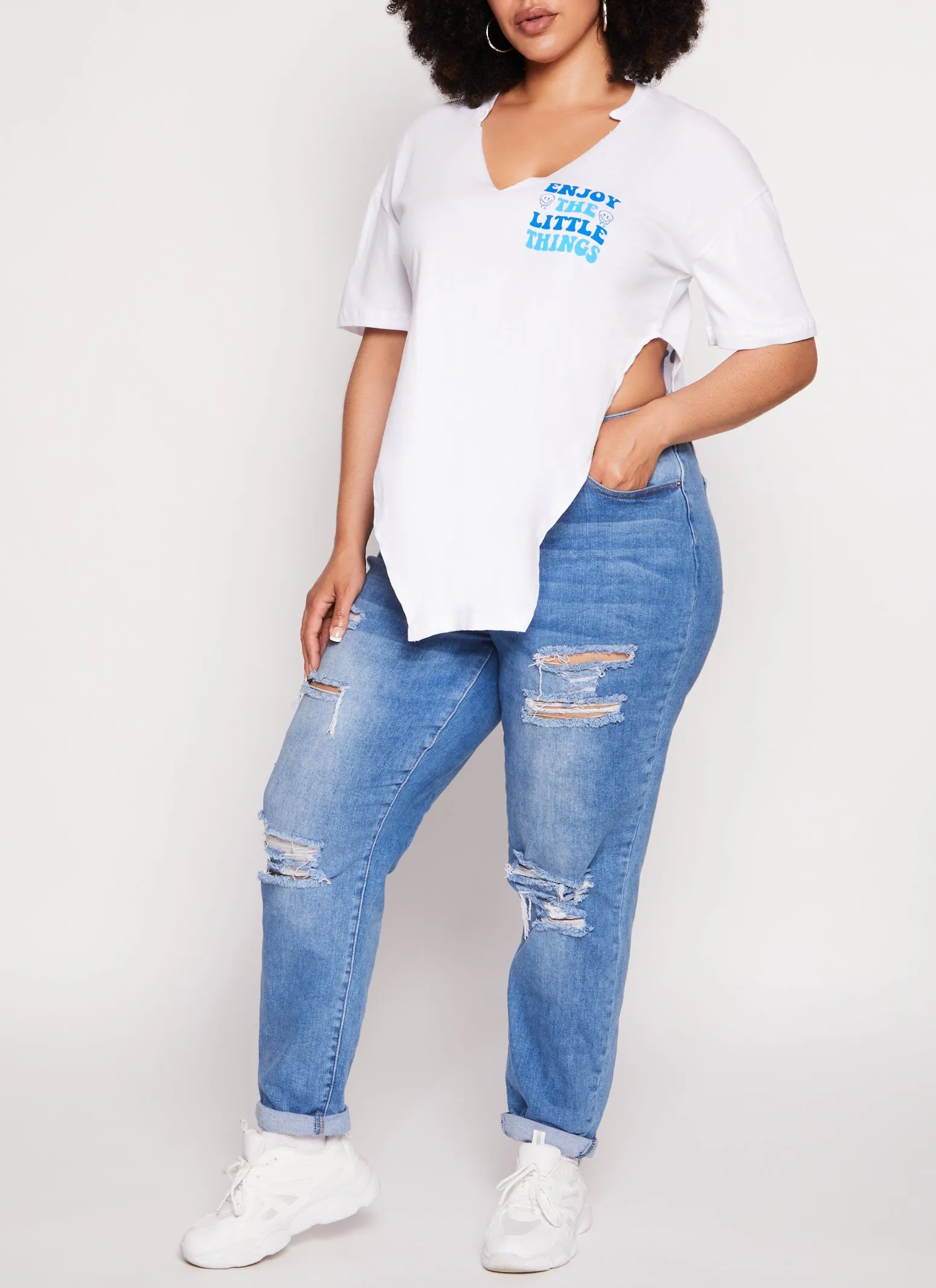 Plus Size Enjoy The Little Things Notch Neck Tee sold by Rainbow product image thumbnail 2