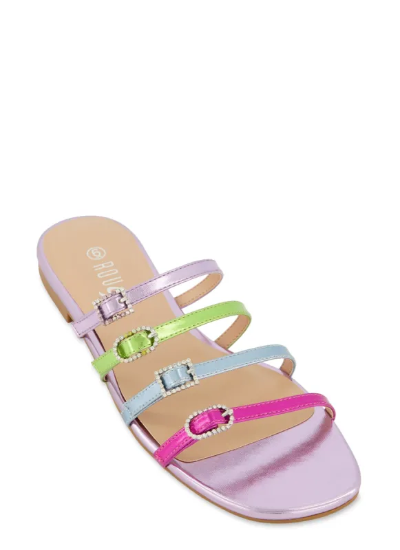 Four Buckle Strap Slide Sandals sold by Rainbow