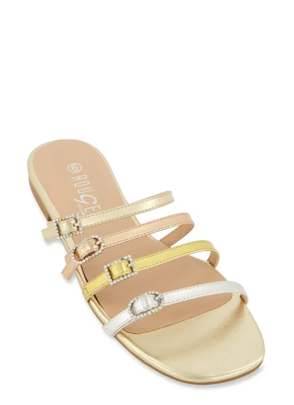Four Buckle Strap Slide Sandals sold by Rainbow