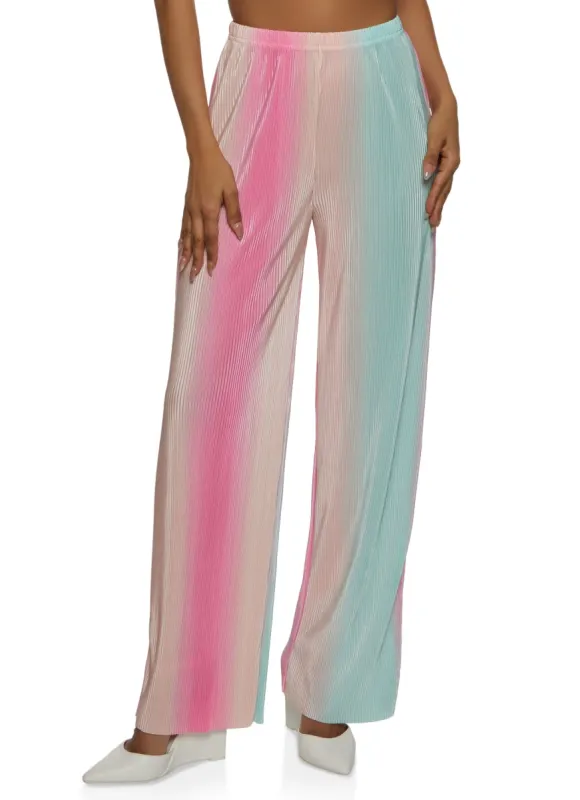 Ombre Plisse Wide Leg Pants sold by Rainbow