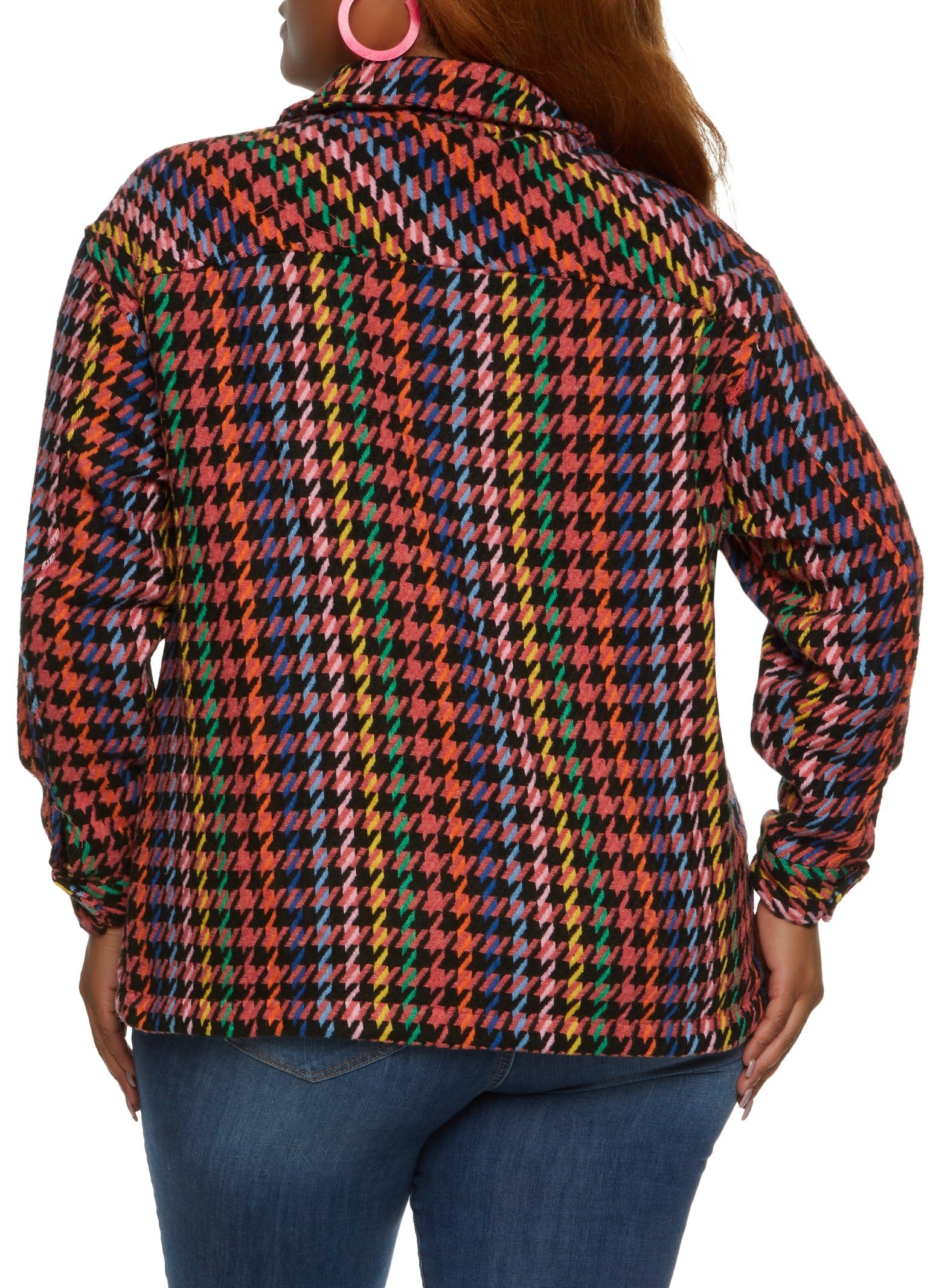 Plus Size Tweed Houndstooth Shacket sold by Rainbow product image thumbnail 3