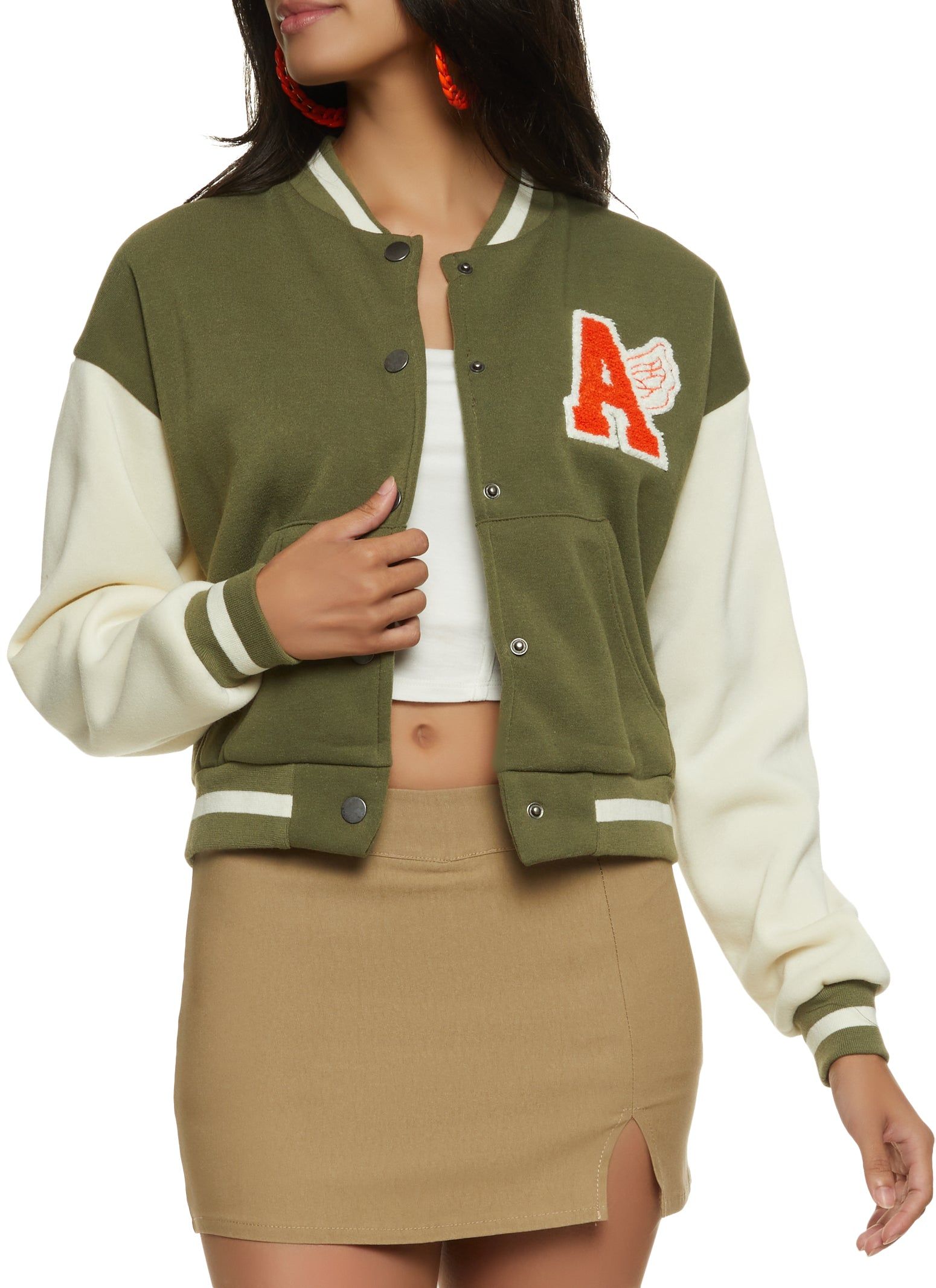 Fleece Chenille Patch Letterman Jacket sold by Rainbow