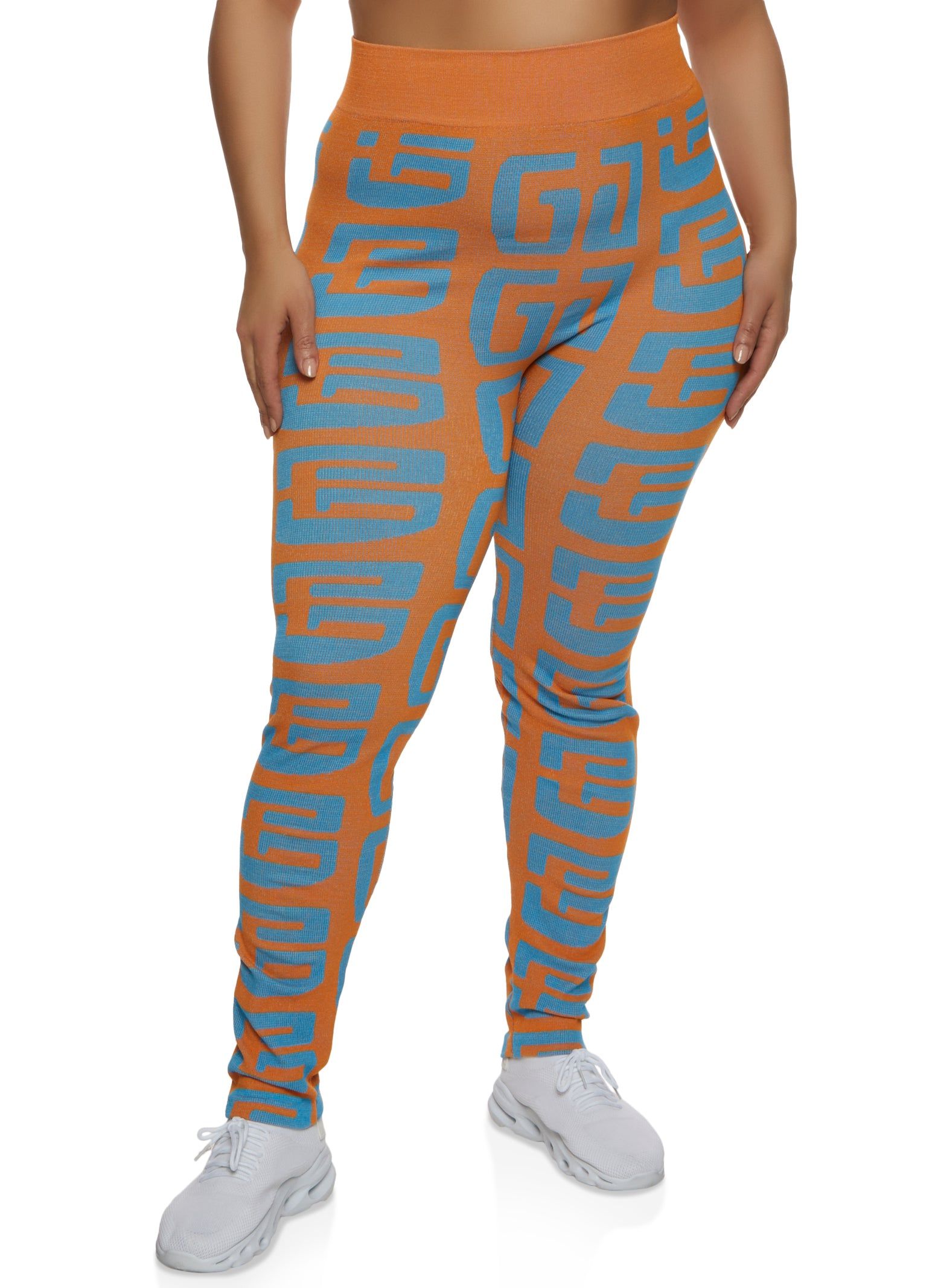 Plus Size Seamless Geometric Print High Waist Leggings sold by Rainbow