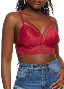 Caged Front Floral Lace Bralette sold by Rainbow