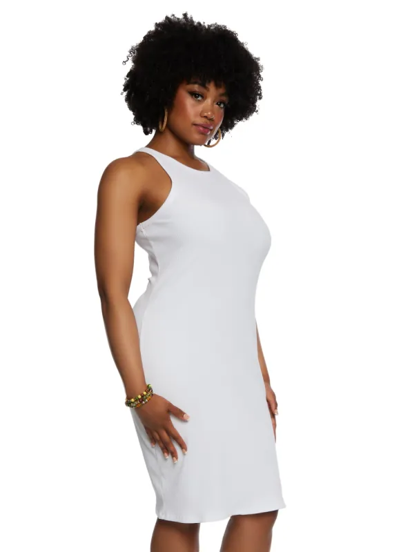 Plus Size Ribbed High Neck Midi Tank Dress sold by Rainbow