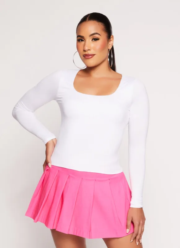 Double Layered Scoop Neck Long Sleeve Tee sold by Rainbow