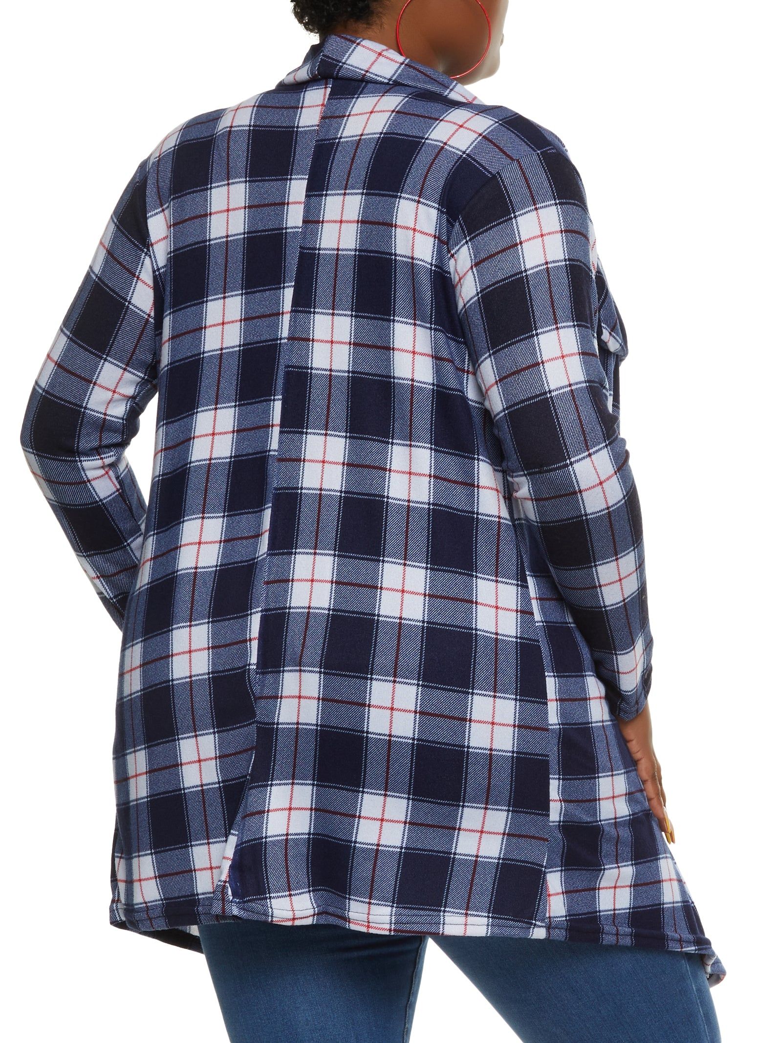 Plus Size Long Sleeve Plaid Patterned Duster sold by Rainbow product image thumbnail 2