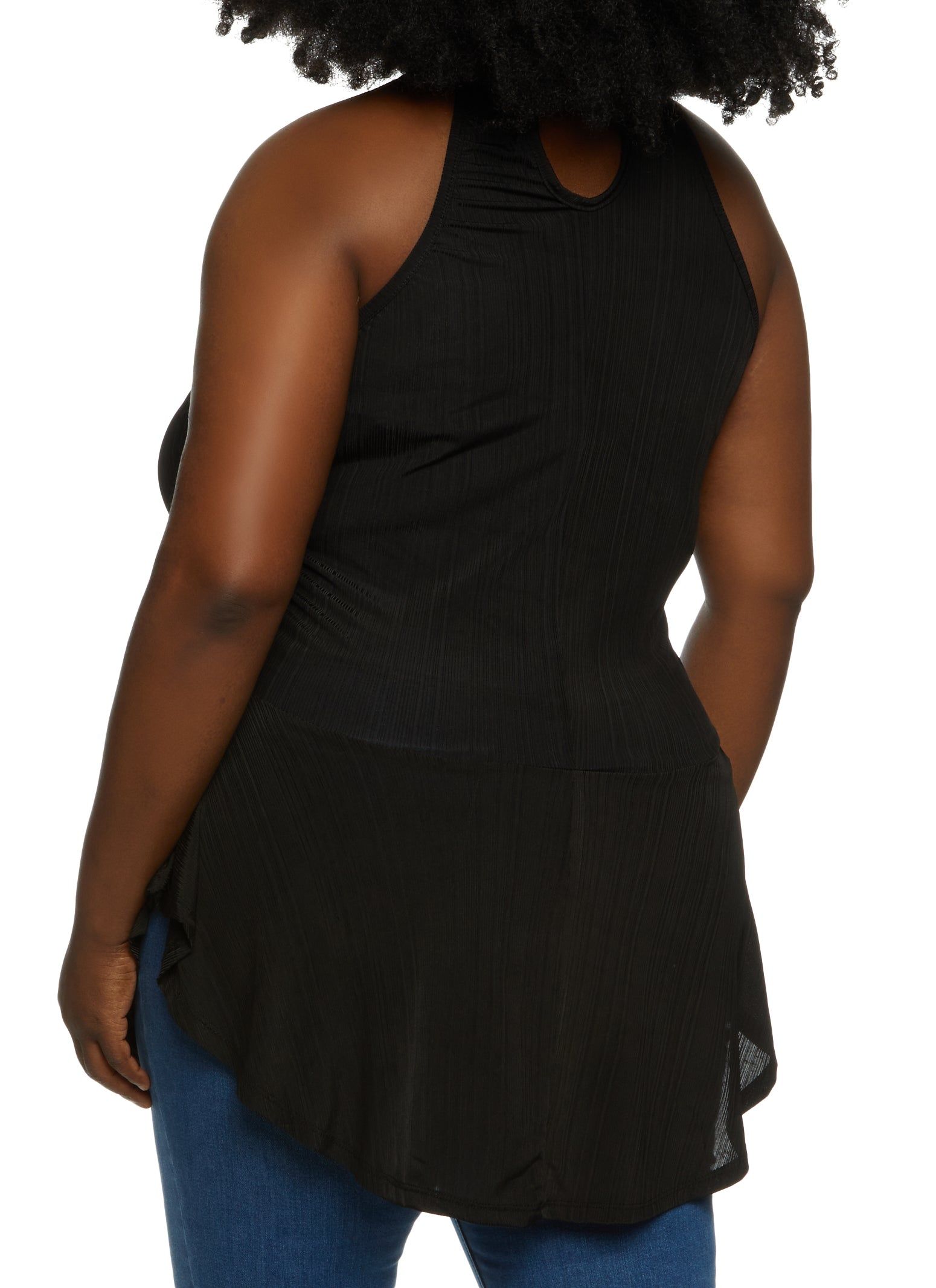 Plus Size Mock Neck Tank Top with Necklace sold by Rainbow product image thumbnail 2