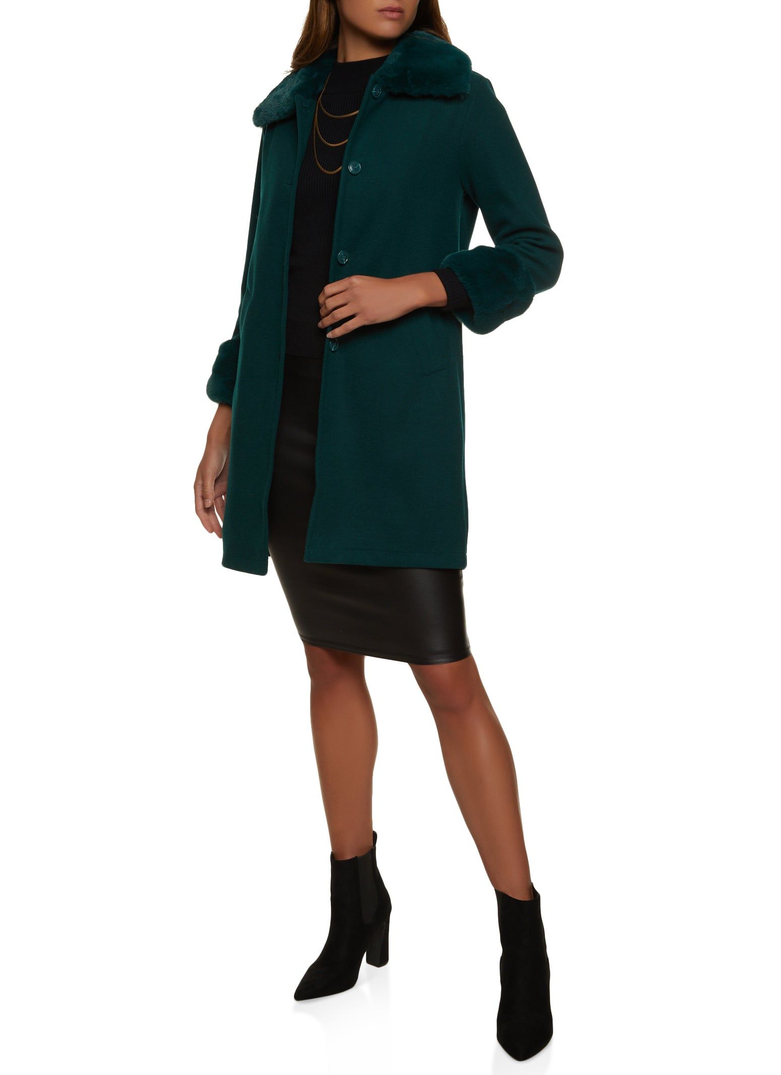 Faux Fur Trim Trench Coat sold by Rainbow product image thumbnail 2