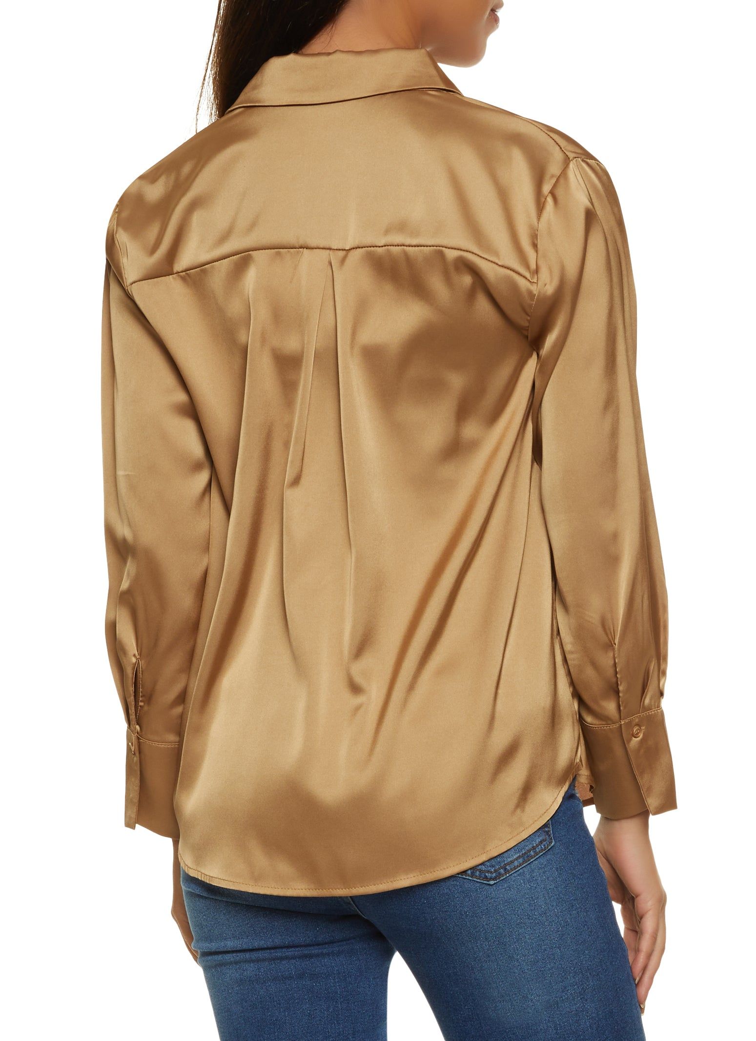 Satin Long Sleeve Button Front Shirt sold by Rainbow product image thumbnail 2