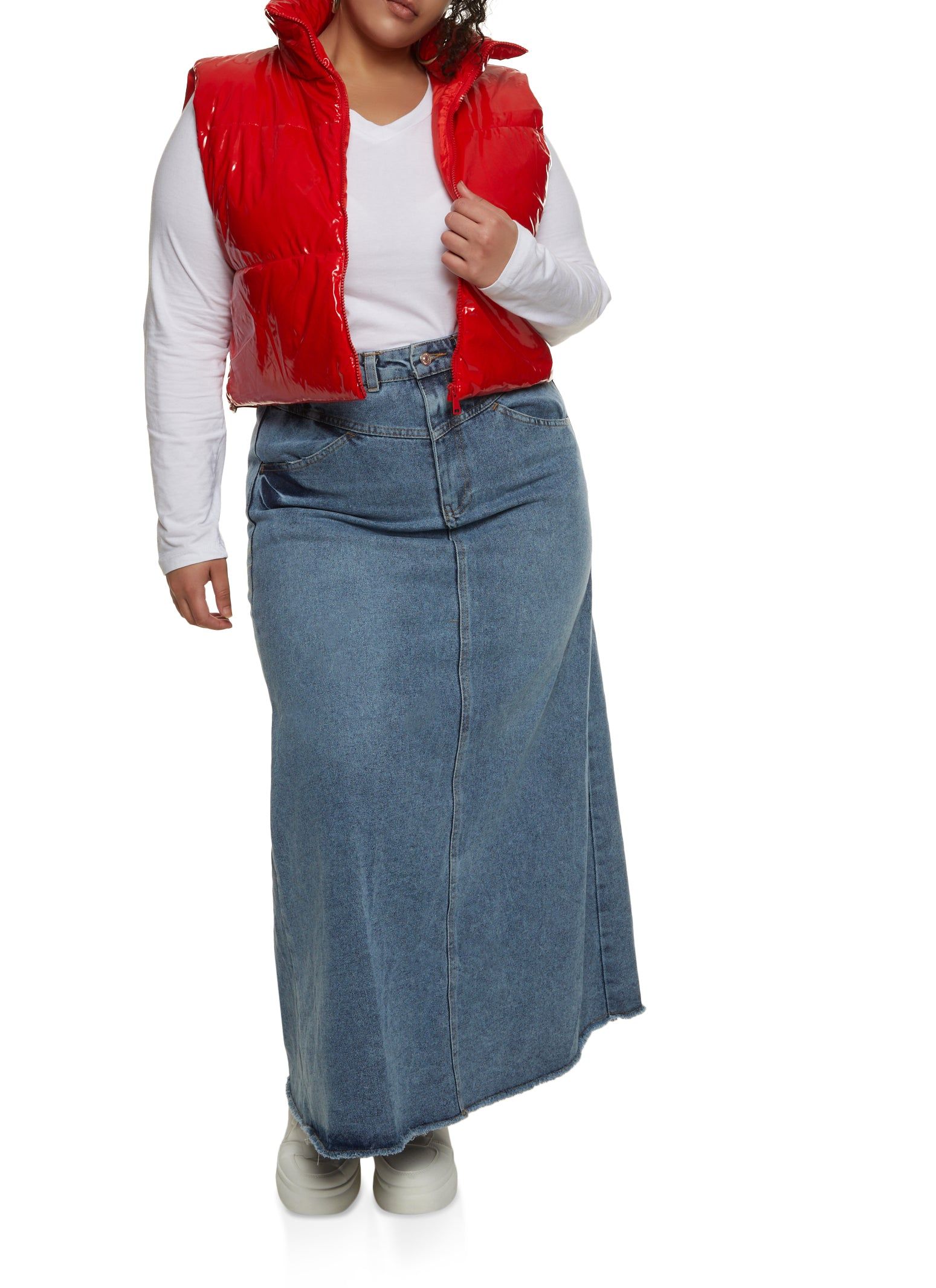 Plus Size High Waist Denim Maxi Skirt sold by Rainbow product image thumbnail 2