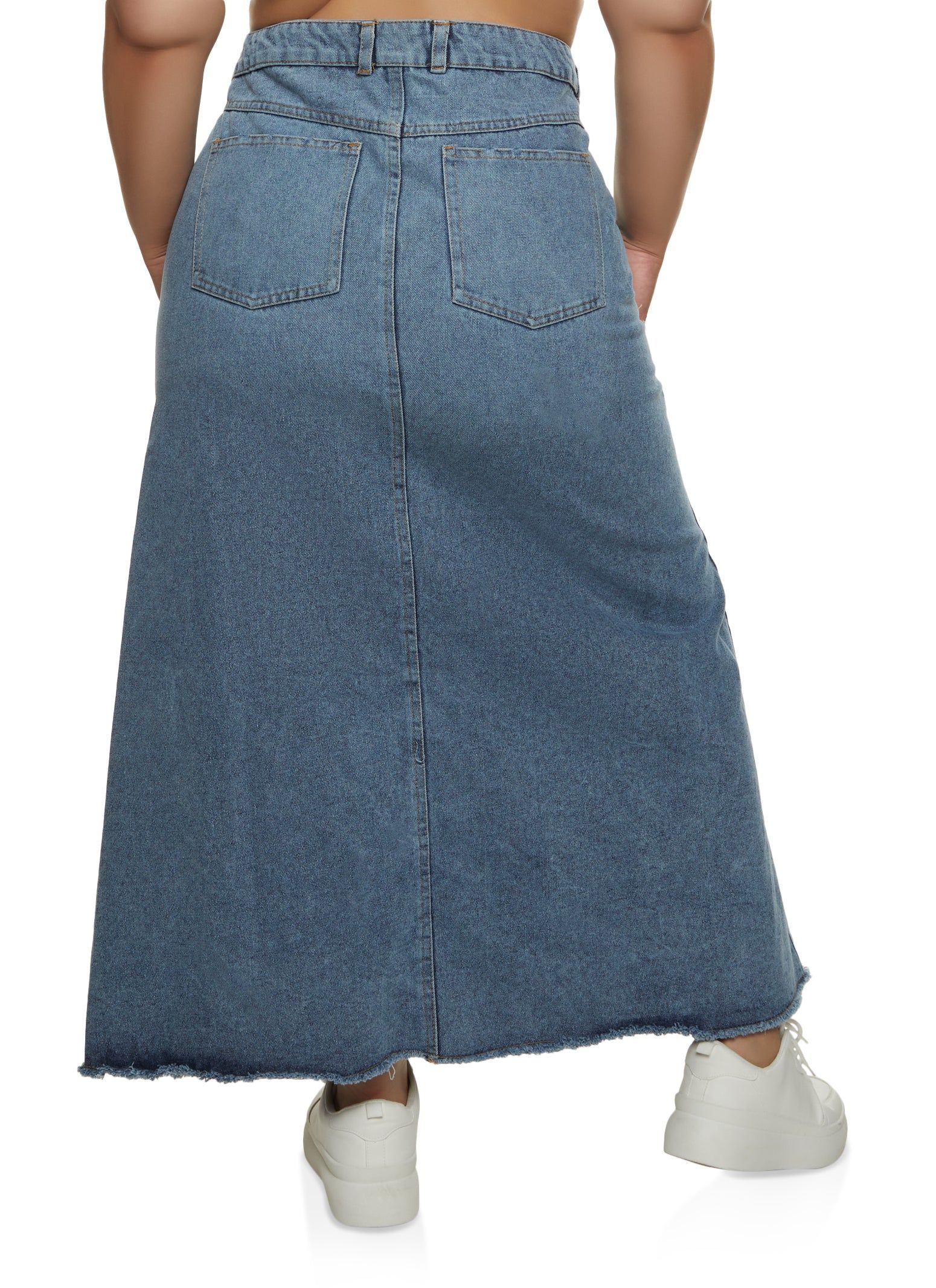 Plus Size High Waist Denim Maxi Skirt sold by Rainbow product image thumbnail 3