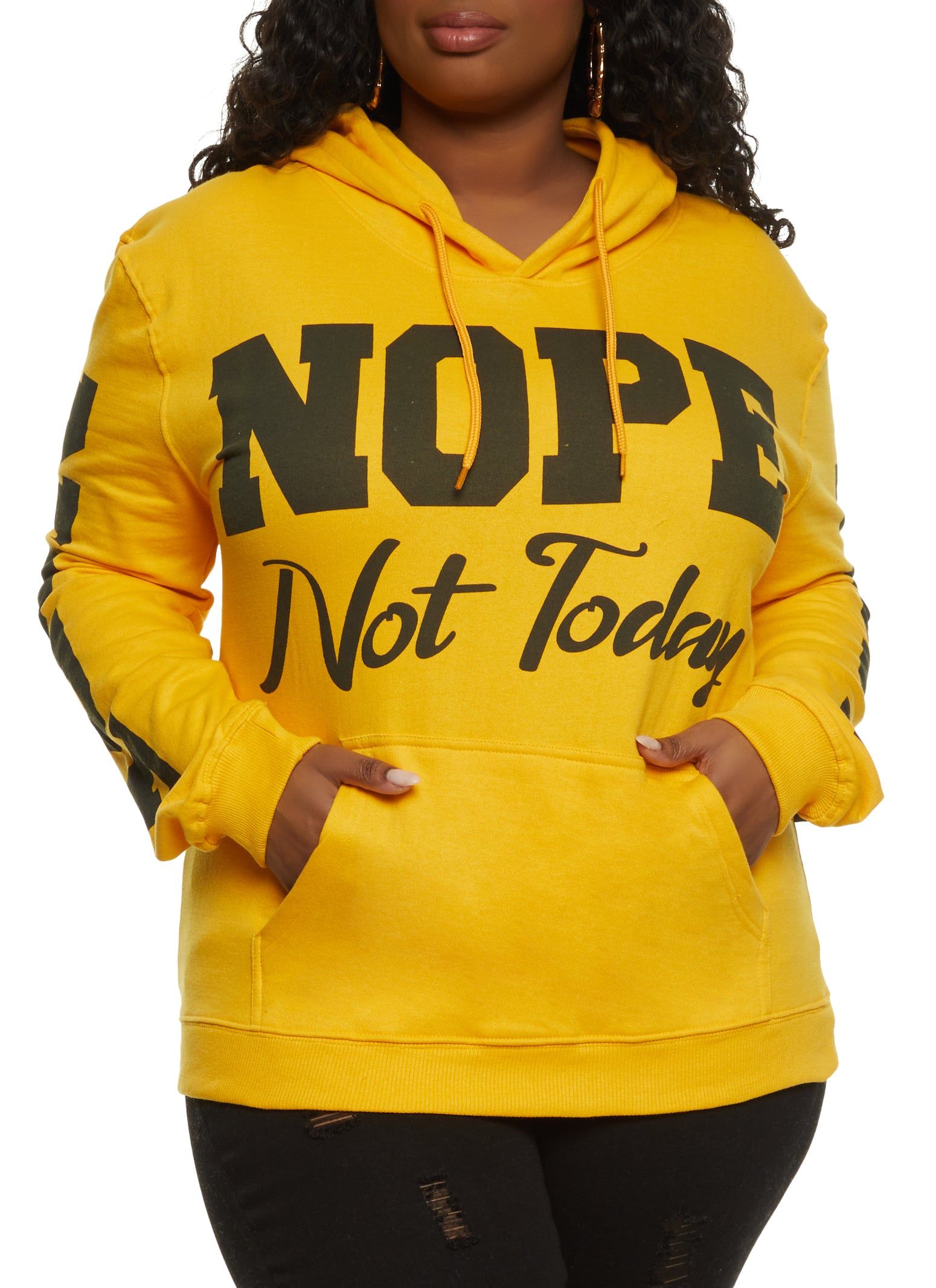 Plus Size Nope Not Today Graphic Hoodie sold by Rainbow