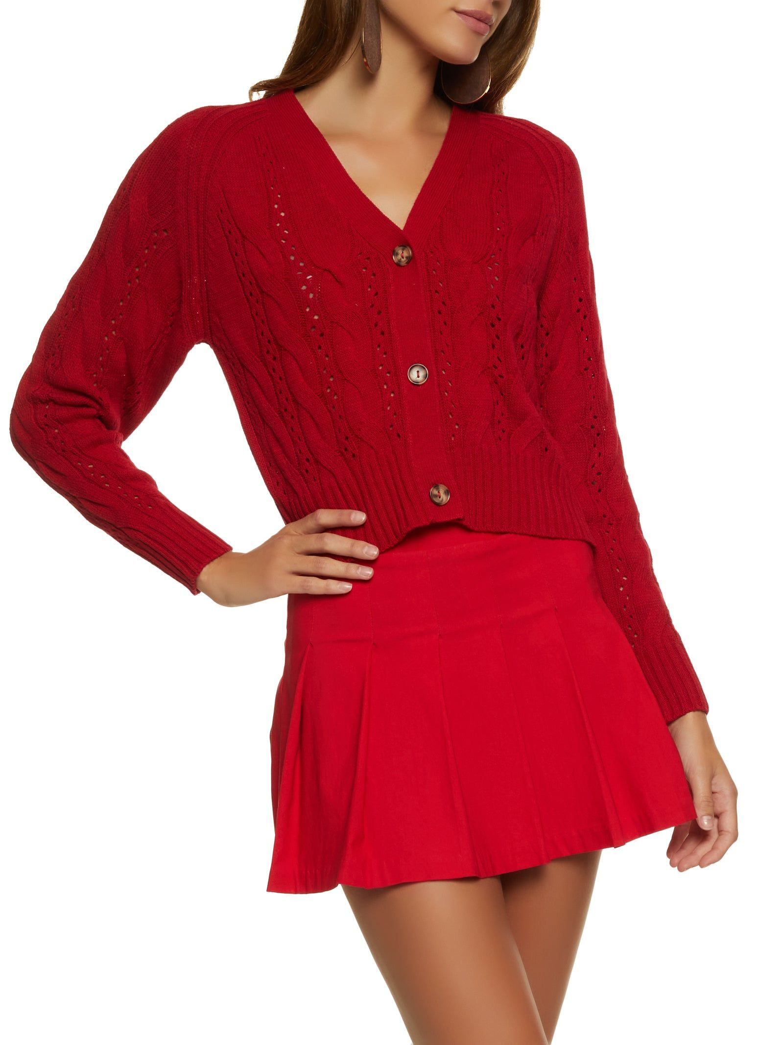 Cable Knit Pointelle Cardigan sold by Rainbow