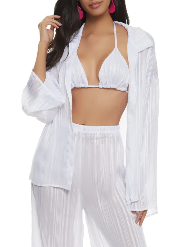 Lurex Shadow Stripe Open Front Top and Halter Top sold by Rainbow