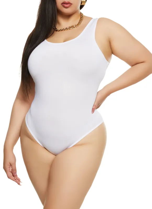 Plus Size Daisy Scoop Neck Racerback Tank Bodysuit sold by Rainbow