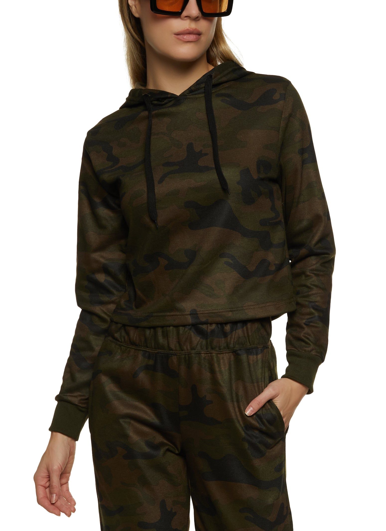 Fleece Hooded Cropped Sweatshirt sold by Rainbow