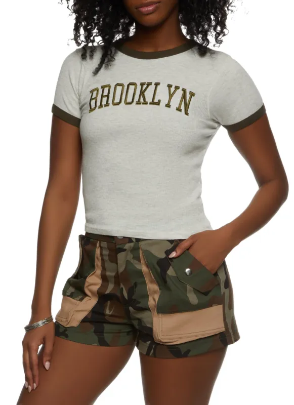 Brooklyn Embroidered Ringer Tee sold by Rainbow