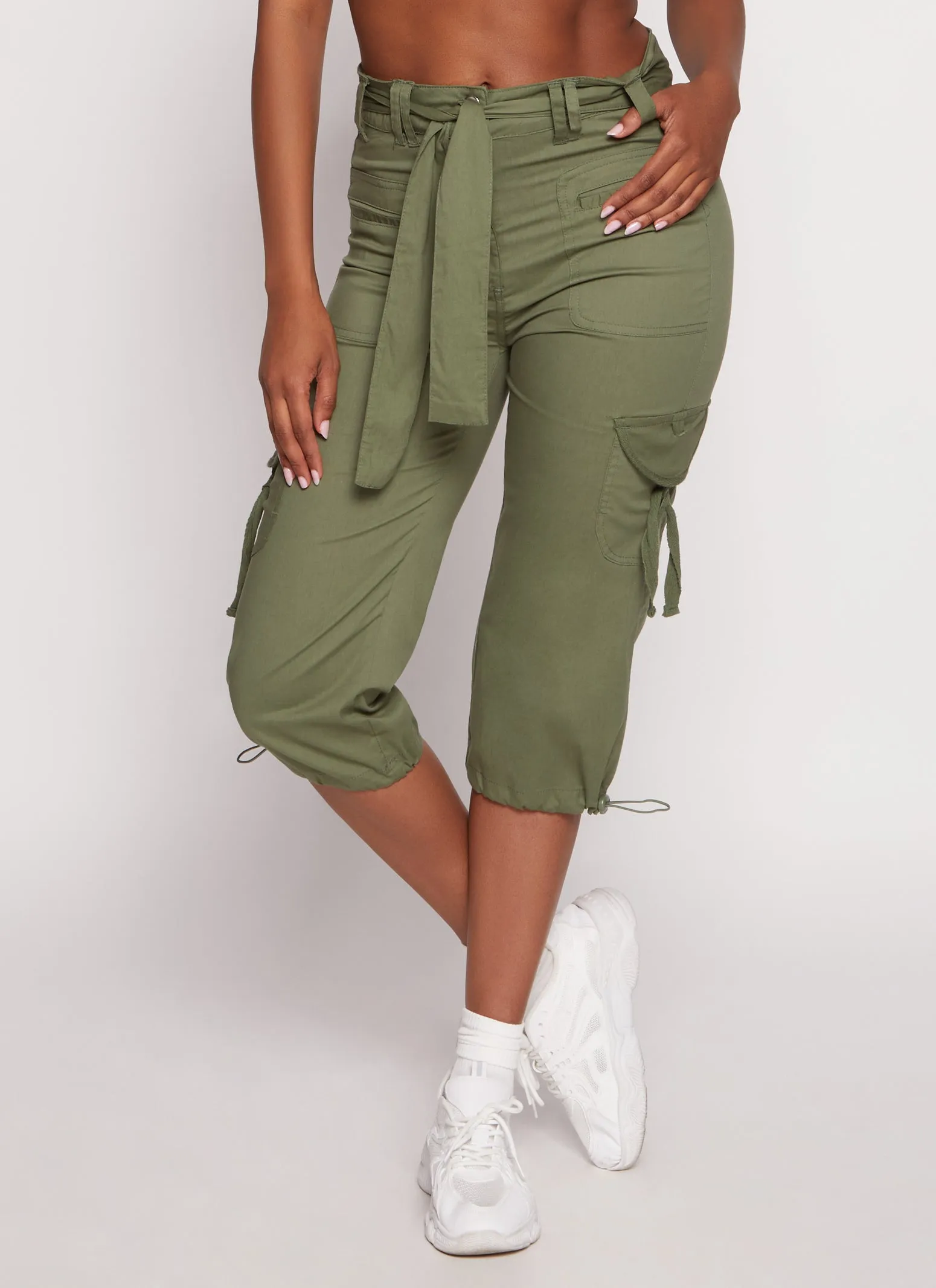 Poplin Tie Waist Capri Cargo Pants sold by Rainbow product image thumbnail 2