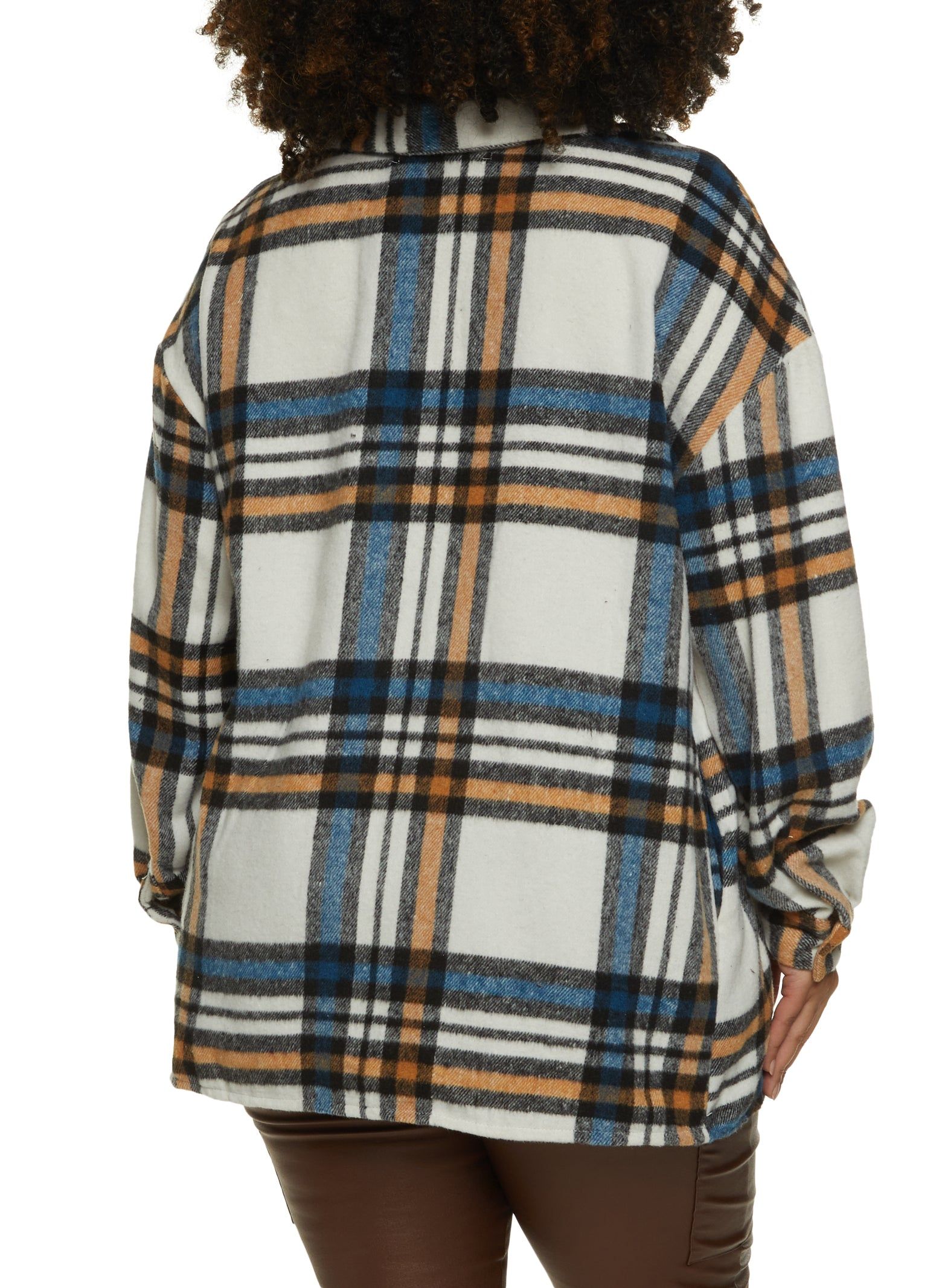 Plus Size Flannel Button Front Pocket Detail Shacket sold by Rainbow product image thumbnail 2