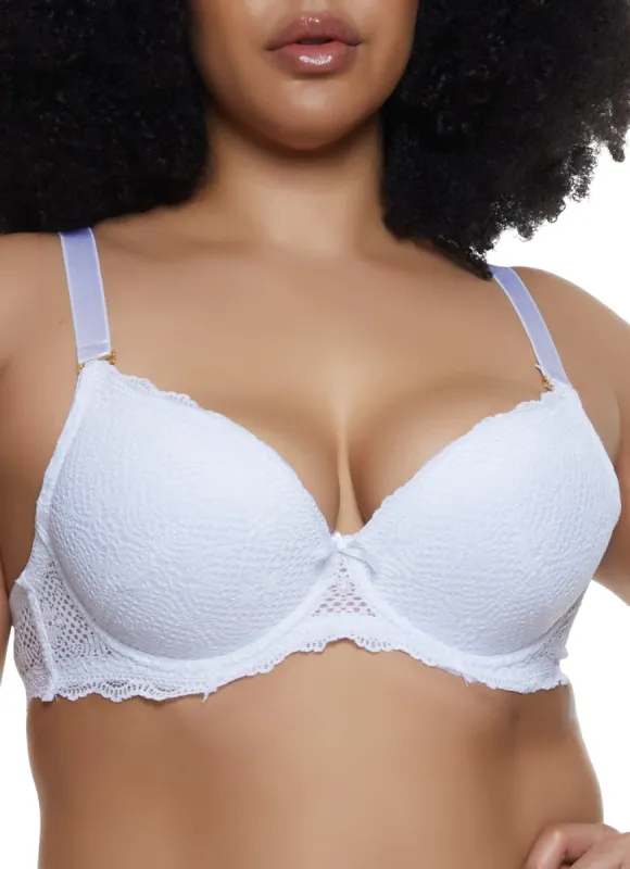 Plus Size Basic Scalloped Lace Plunge Bra sold by Rainbow